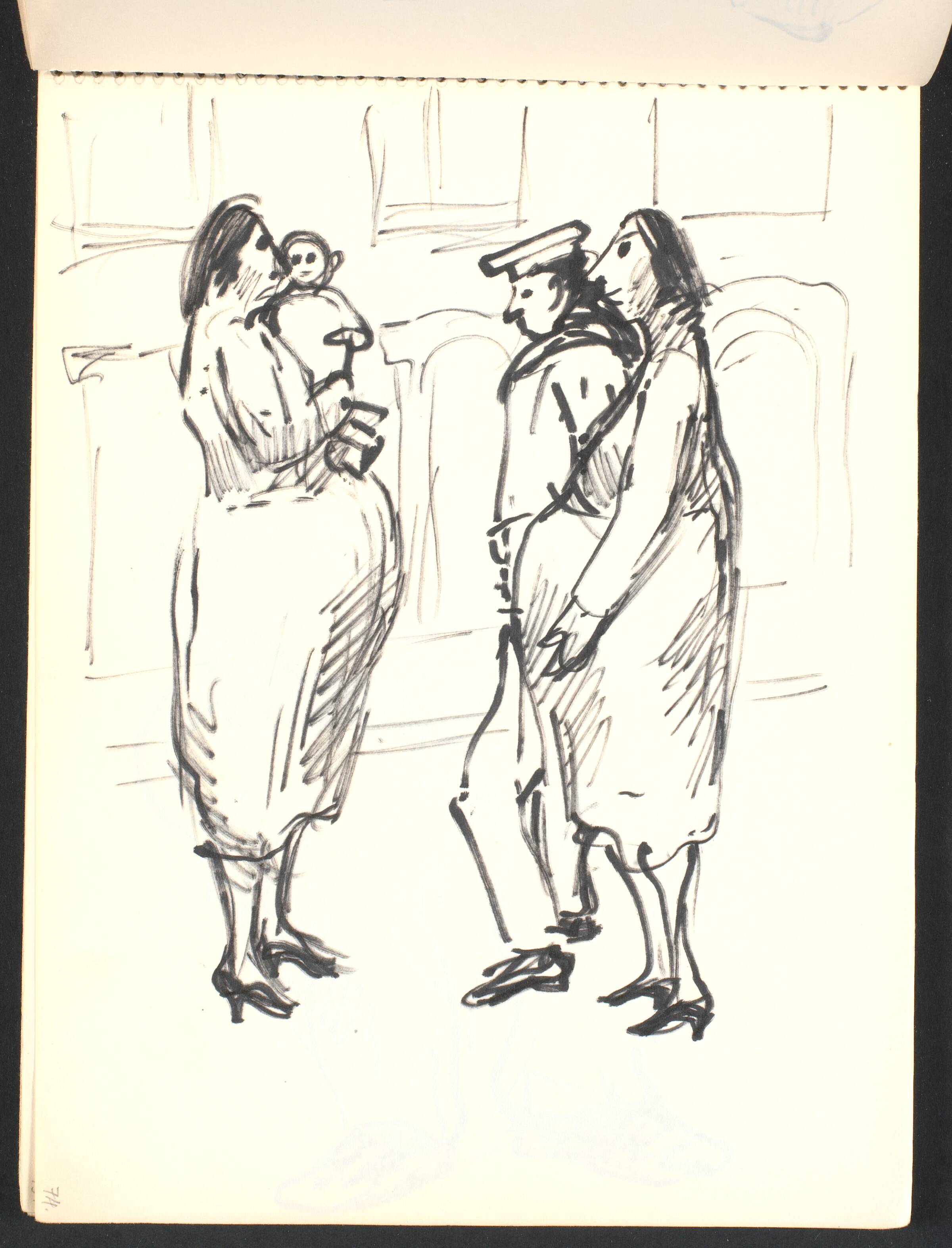 To gravide kvinder i samtale, sømand går forbi, Gottfred Eickhoff, 1952