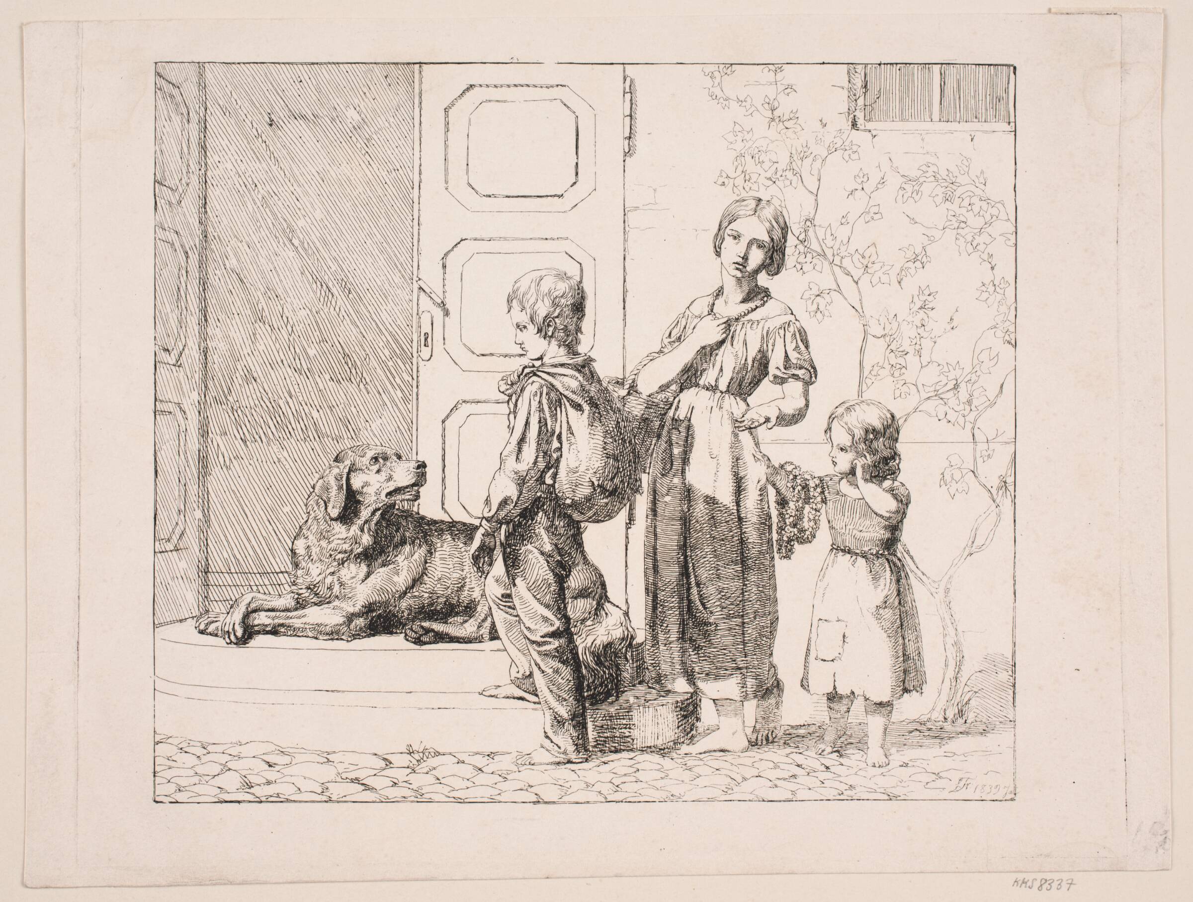 Tre tiggerbørn, Lorenz Frølich, 1839