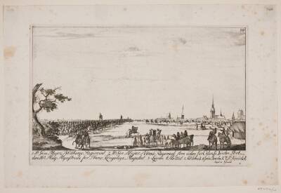 Frederik V inspicerer regimenterne uden for Vestre Port i Odense