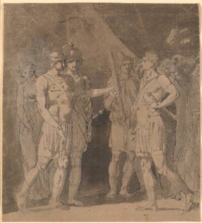 Scene fra Voltaires "Le triumvirat", muligvis 1.akt., 4.scene