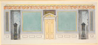 Udkast til dekoration af den indre langvæg i appartementssalen. c. 1794