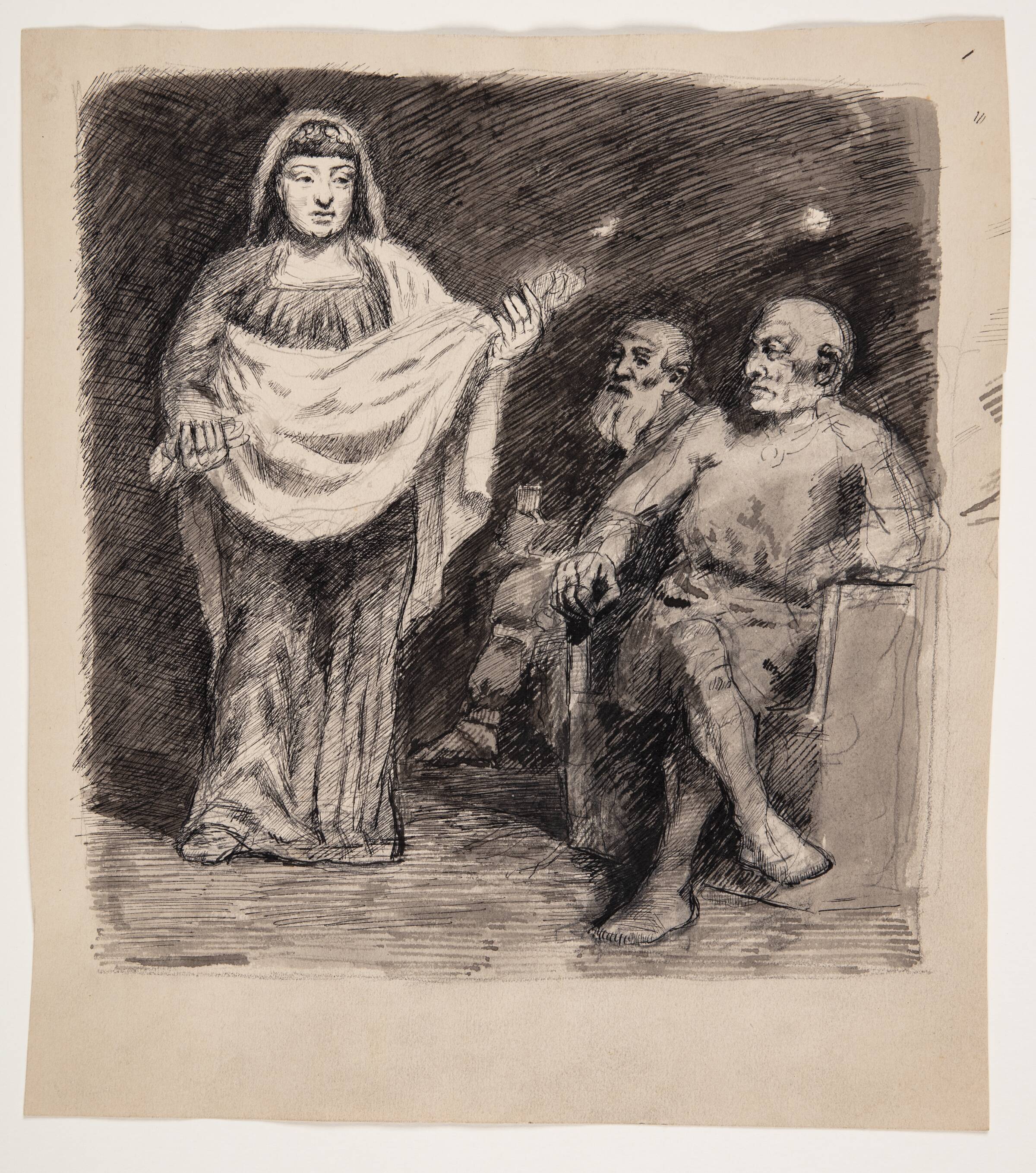 Kvinde foran to mænd: motiv fra nordisk oldtid, Oluf Hartmann, 1879-1910