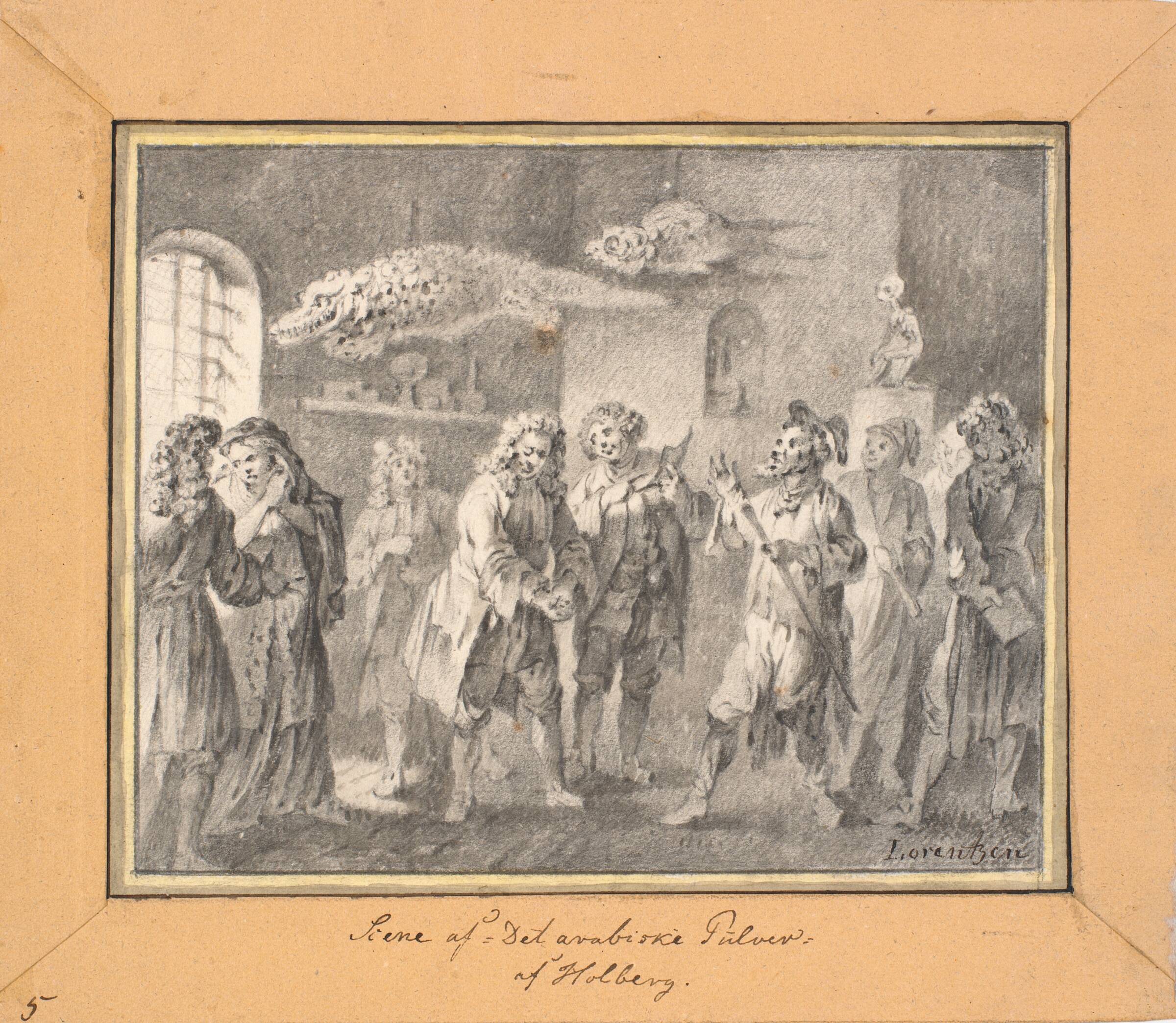 Scene fra Ludvig Holberg "Det arabiske Pulver", C.A. Lorentzen, 1746-1828