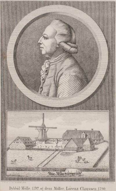 Dybbøl mølle, 1792, og dens møller Lorenz Claussen, 1790