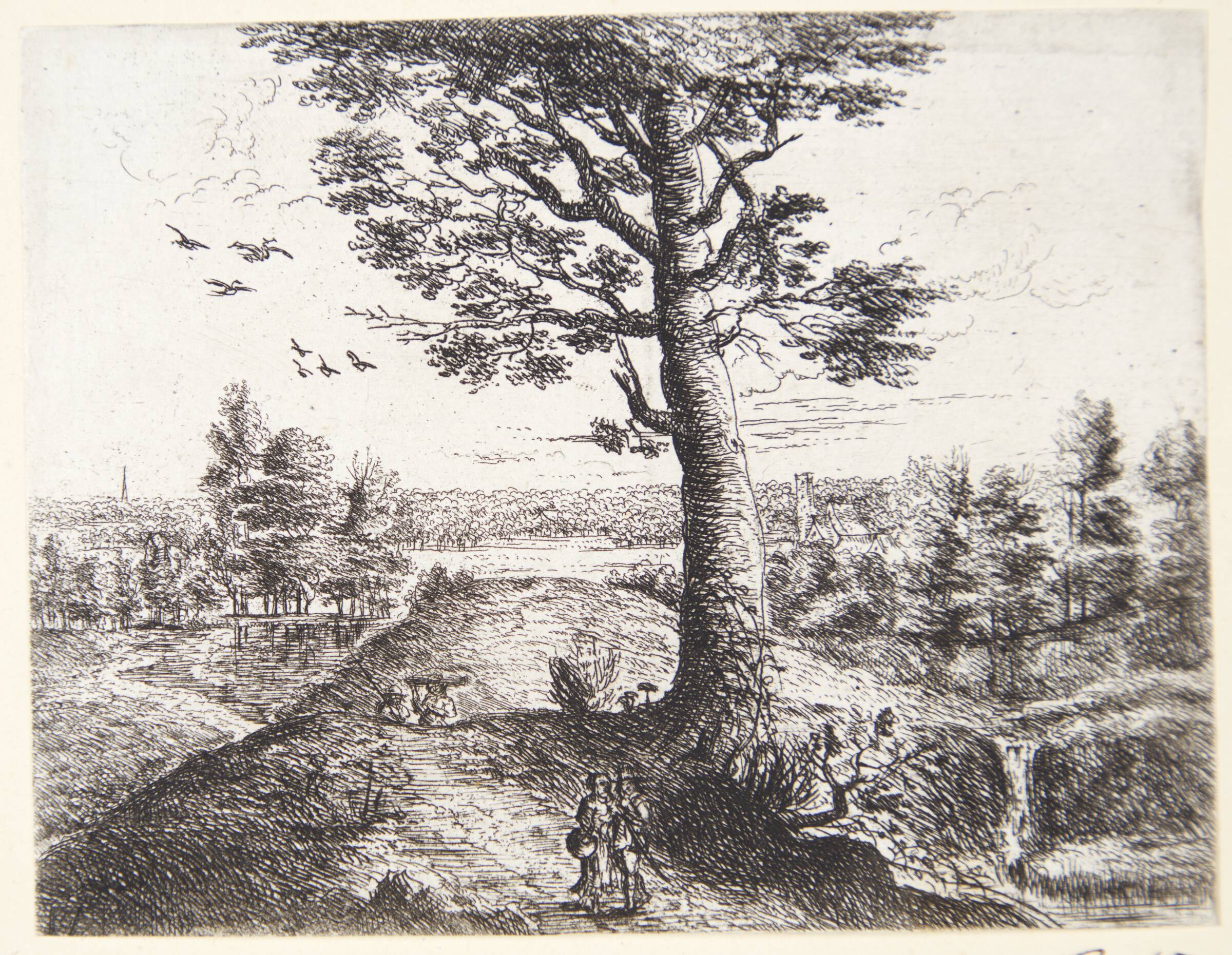 Vej gennem et landskab med gående figurer, Philips Augustijn Immenraet, 1627-1679