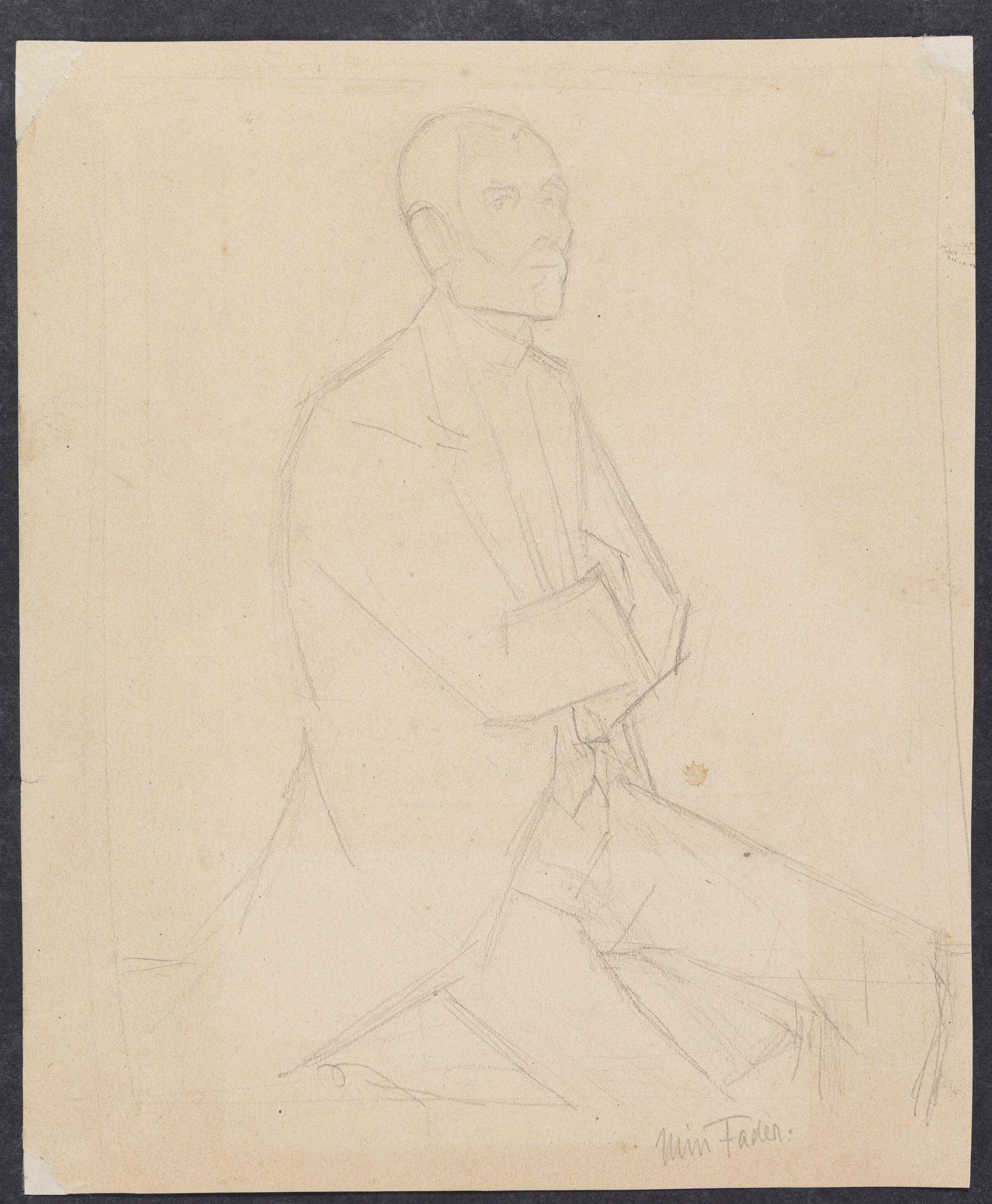 To indklæbede udkast til "Job" og et udkast til et portræt af kunstnerens fader, Ejnar Nielsen, 1911-1914