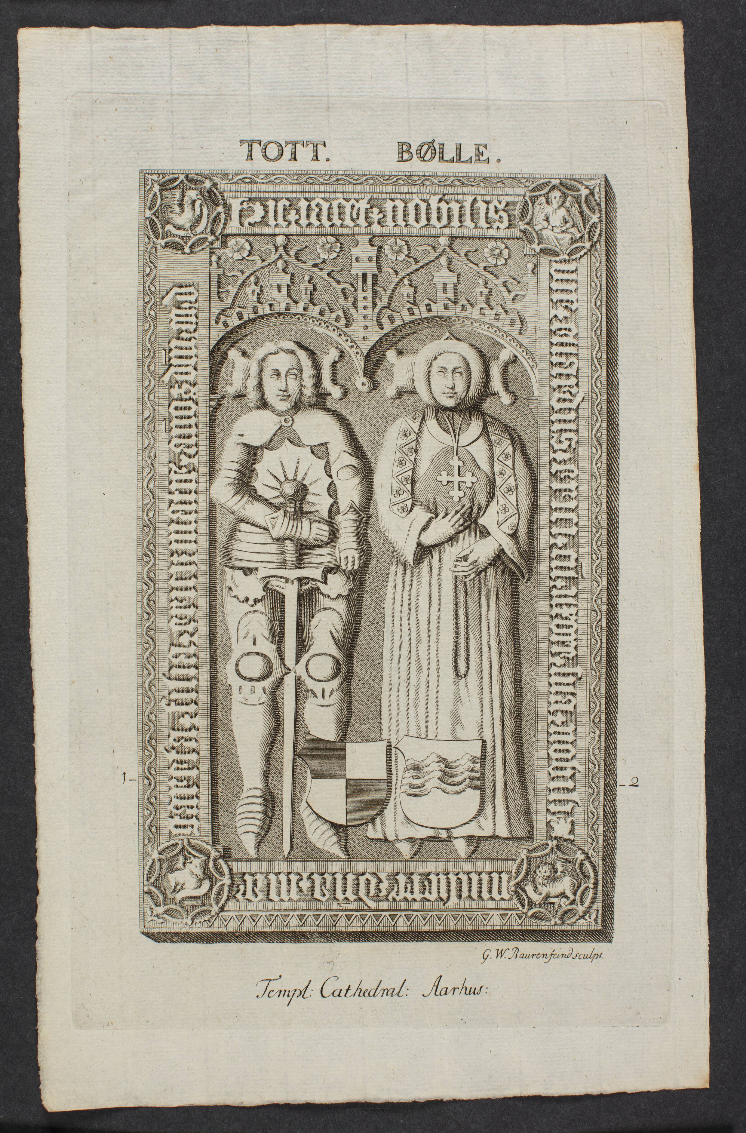 Evert Eriksen Thott og hustrus gravsten, Georg Vilhelm Baurenfeind, 1750-1755