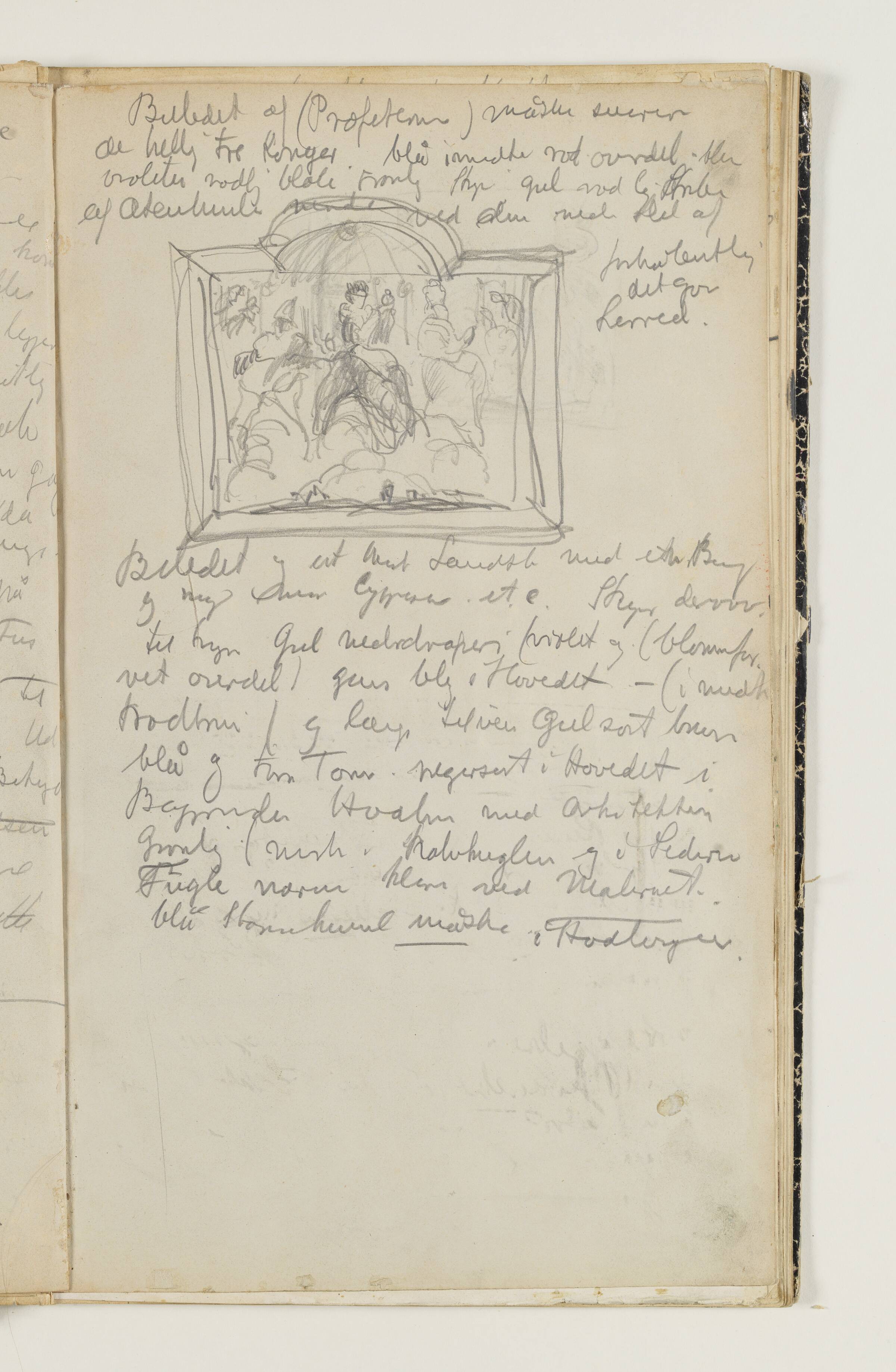 Studie med kommentarer til eller efter kunstnerens maleri "De hellige tre Konger", her tillige kaldet "Profeterne", J.A. Jerichau, 1913-1914