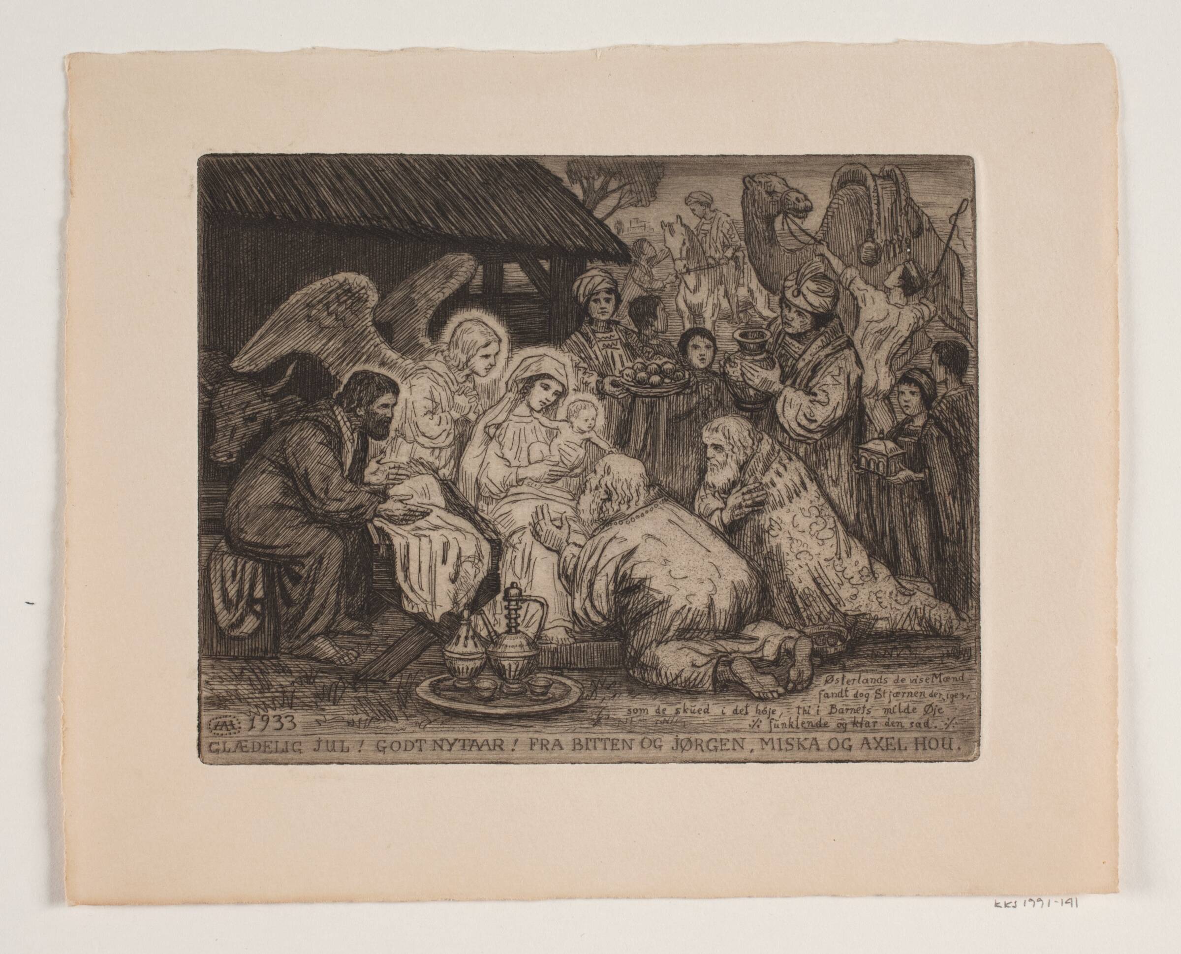 Jule- og nytårskort, Axel Hou, 1933