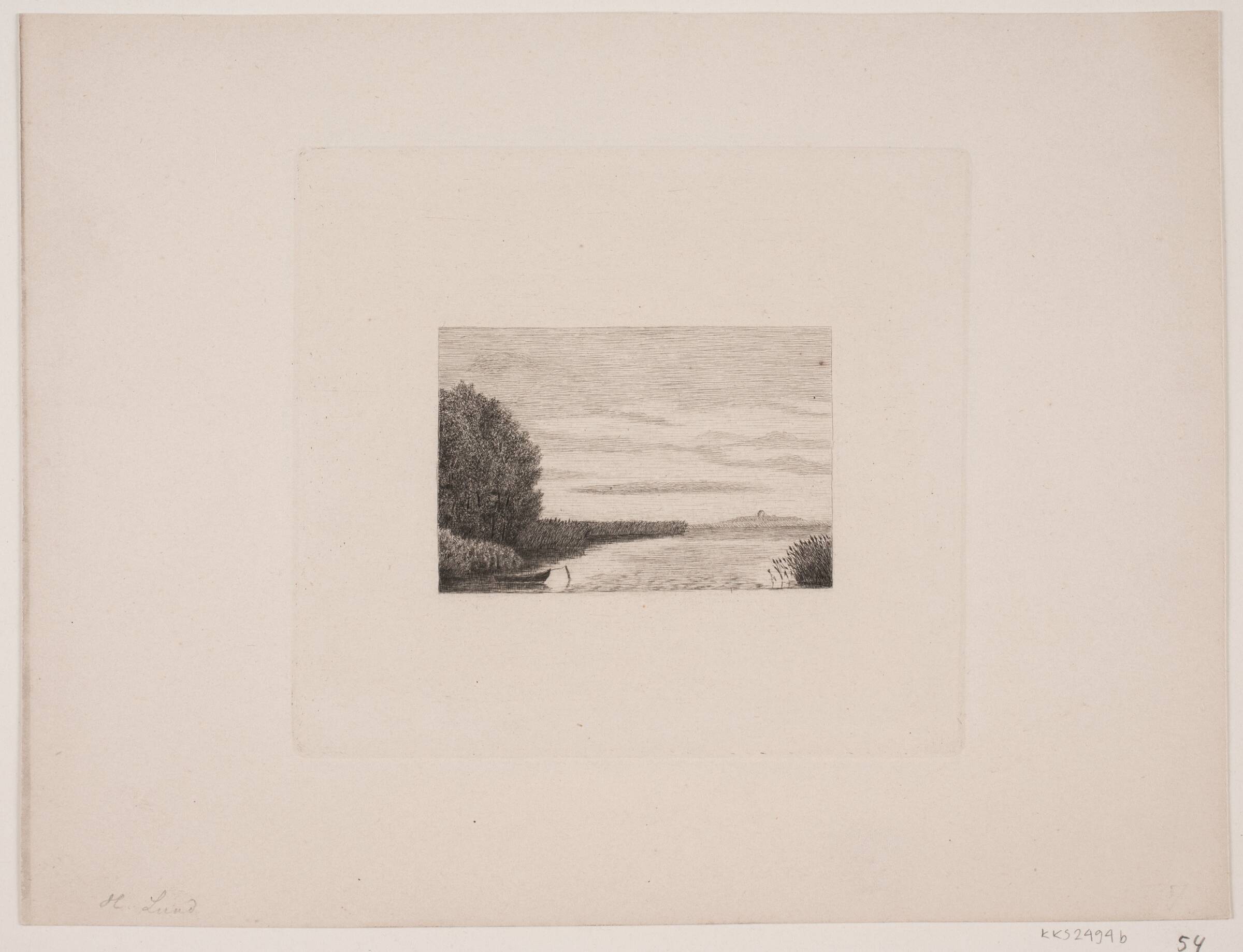 Landskab ved udløbet af en å, H. Lund, 1880-1898