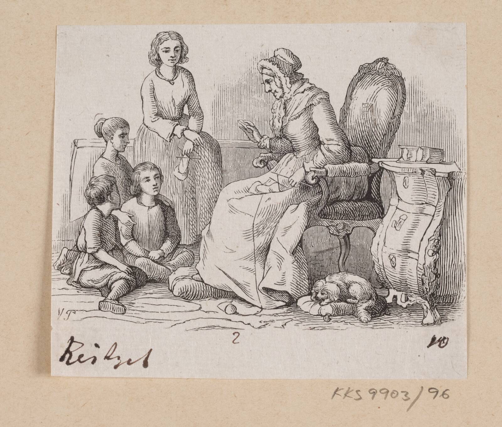 Illustration til "Bedstemoder" i H.C. Andersen, "Eventyr og Historier", Bind 2, H.P. Hansen, 1870-1873