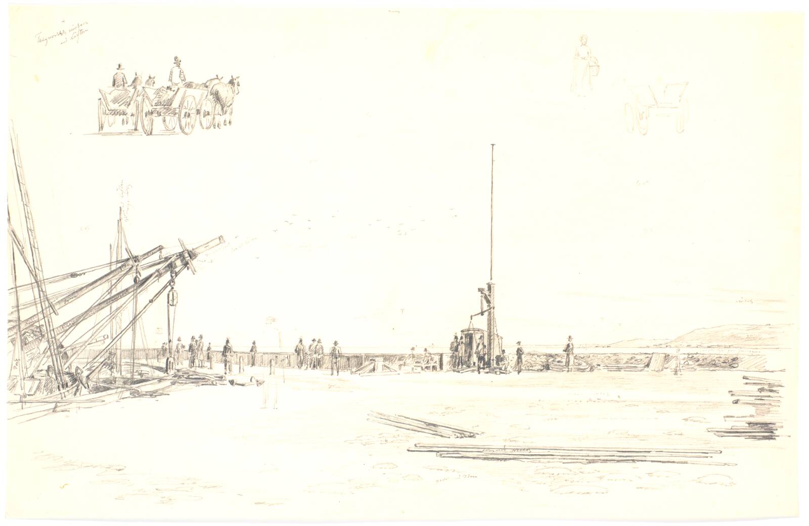 Parti af Frederikshavns havn, Martinus Rørbye, 1847
