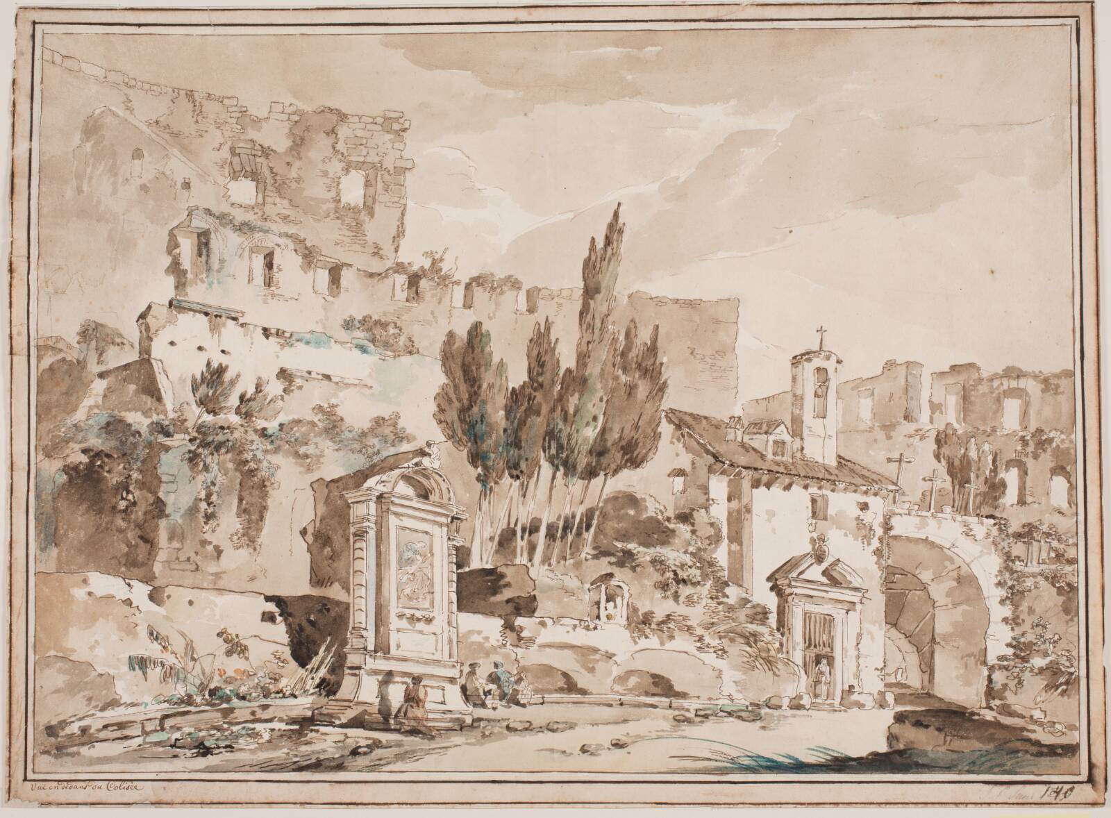Det indre af Colosseum, Rom, Jens Petersen Lund, 1730-1793