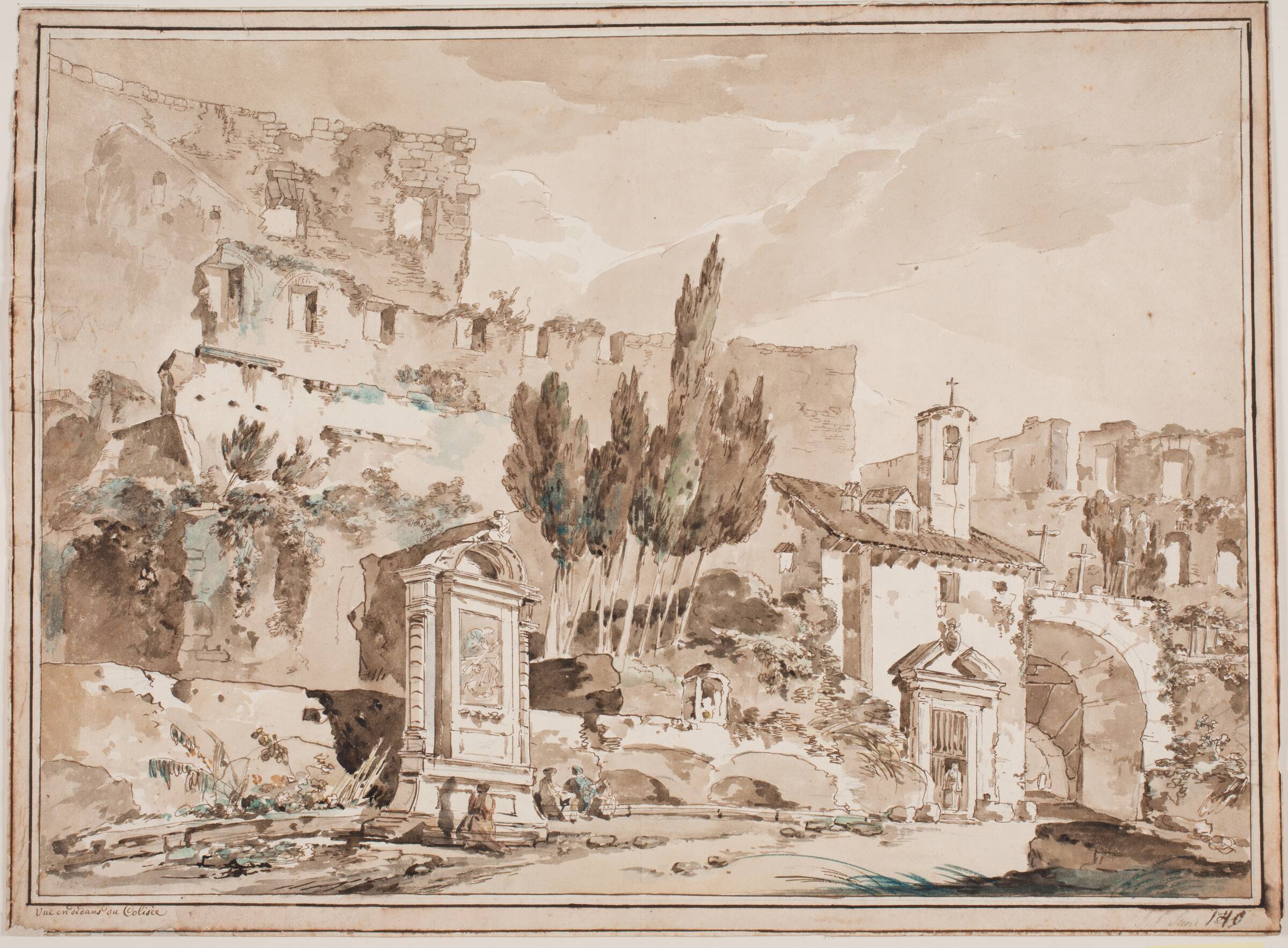 Det indre af Colosseum, Rom, Jens Petersen Lund, 1730-1793