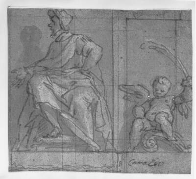 Siddende mand og en putto