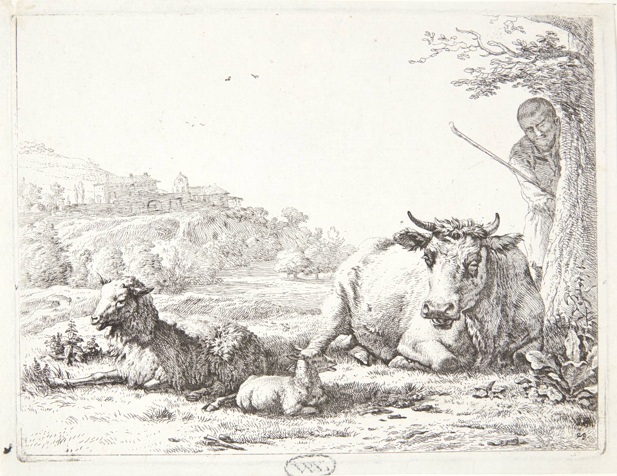 En hyrde bag et træ