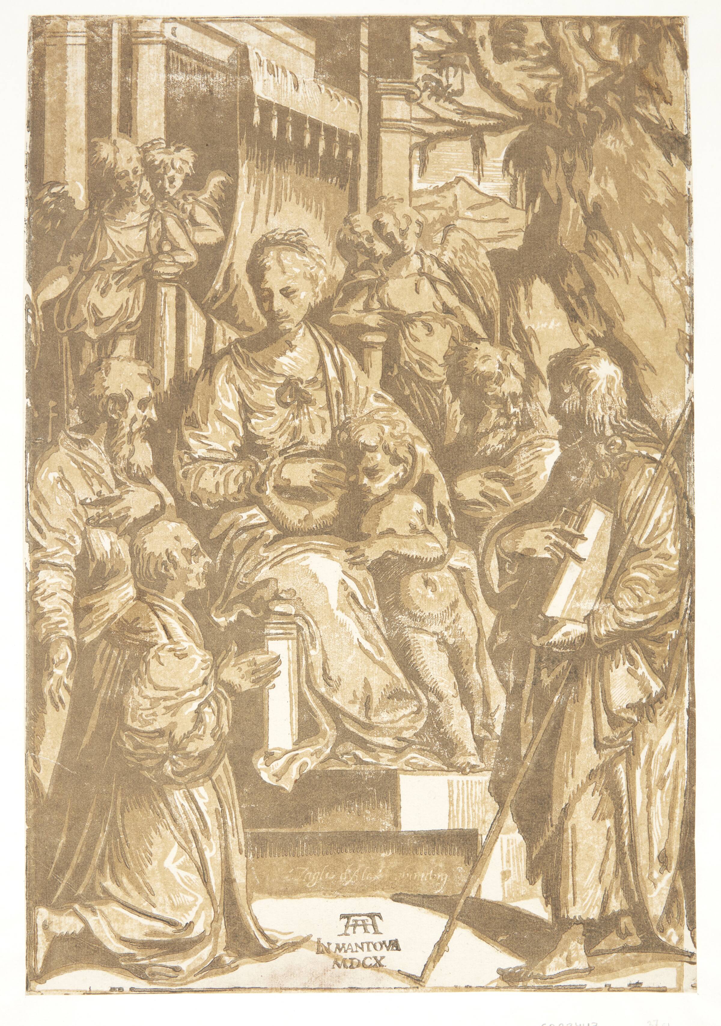 Tronende Maria med Jesusbarnet og helgener, Alessandro Gandini, 1545-1565