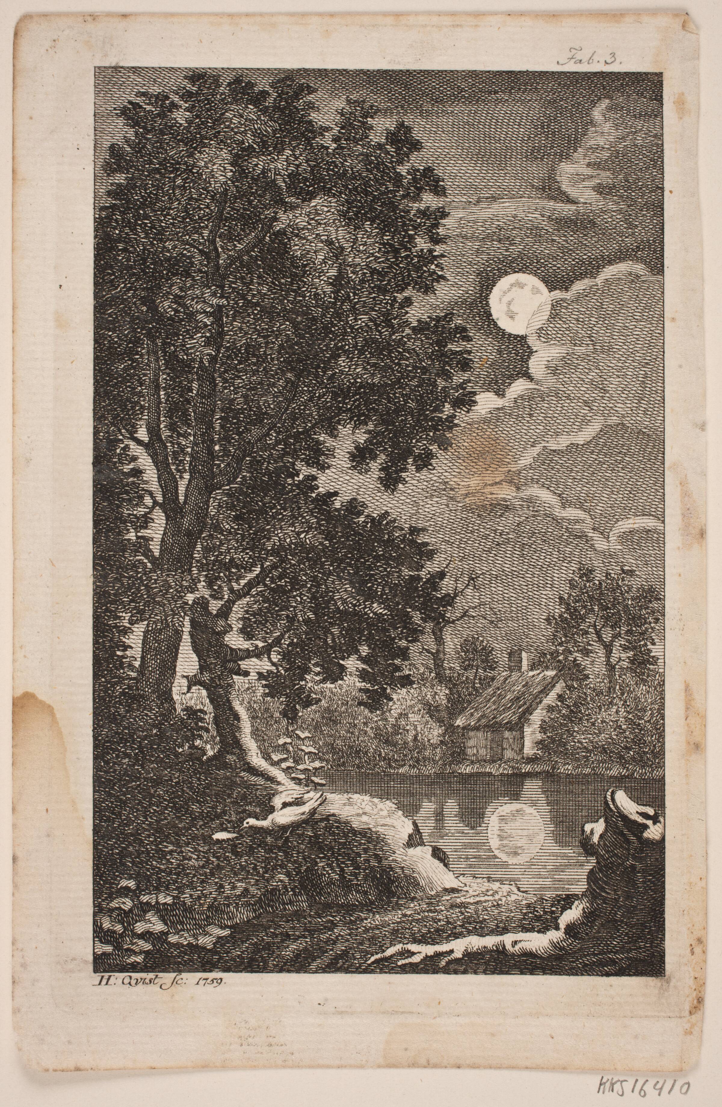 Illustration til "Fabler for det smukke Kiön", Hans Quist, 1759