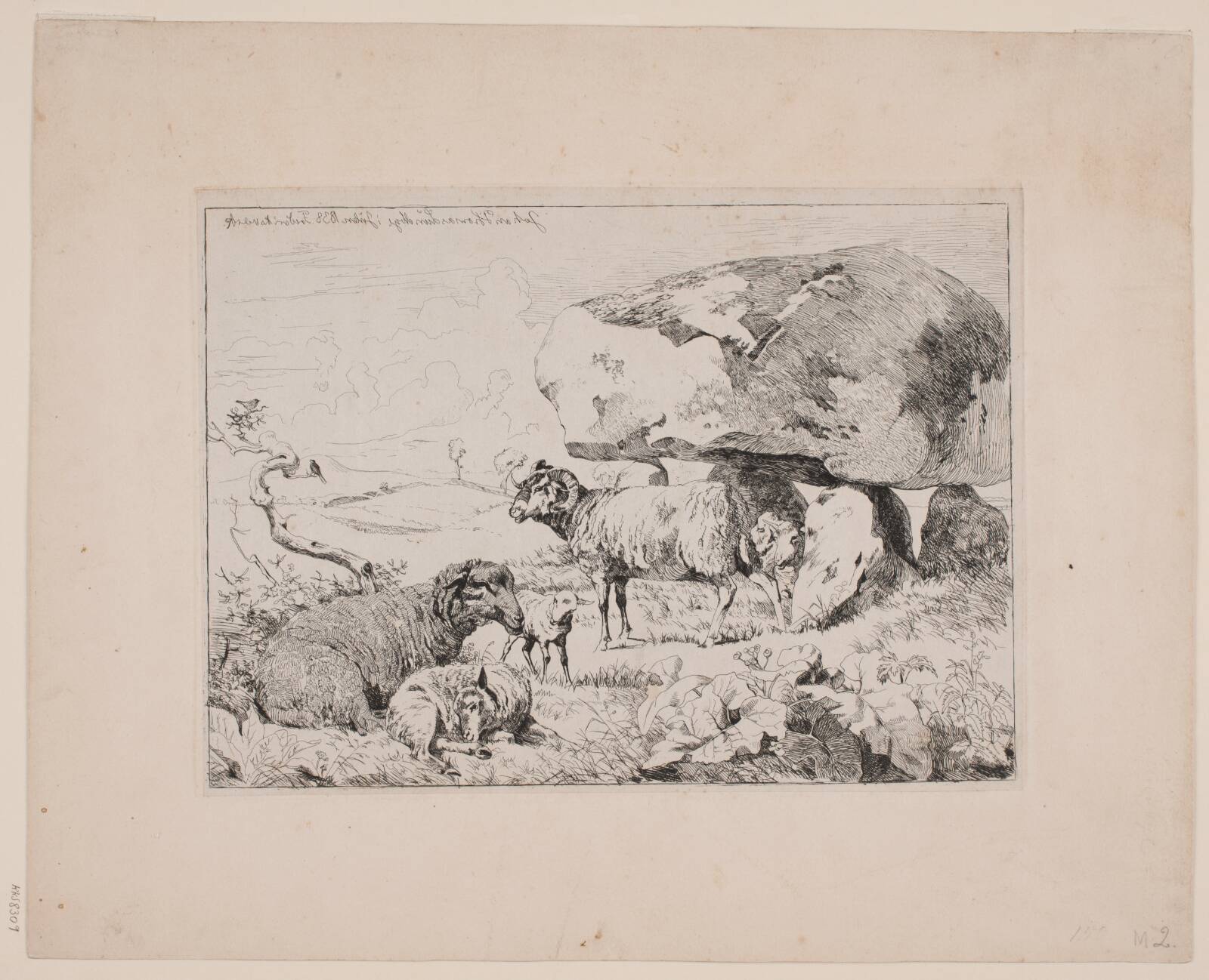 Får ved en gravhøj, Johan Thomas Lundbye, 1838