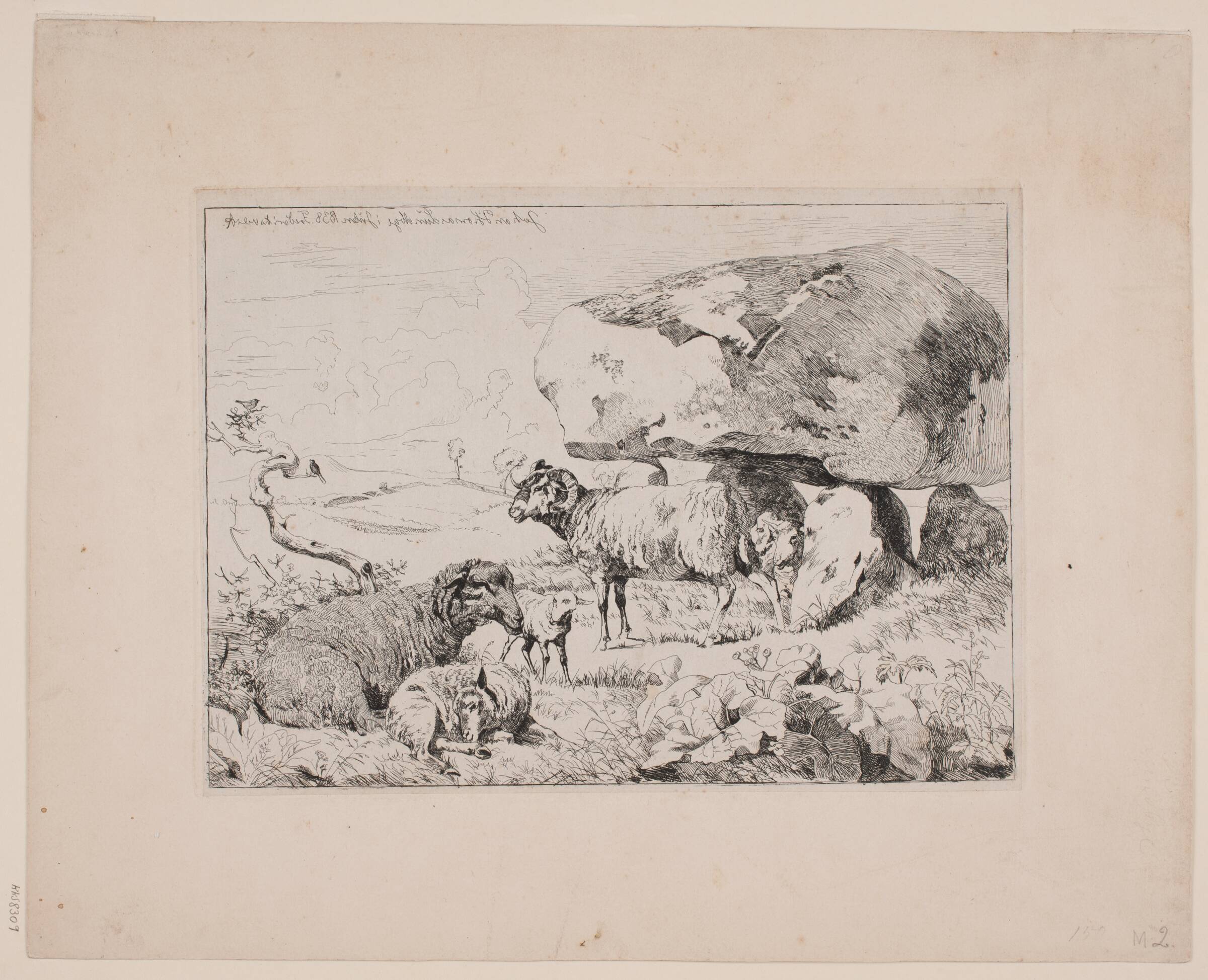 Får ved en gravhøj, Johan Thomas Lundbye, 1838