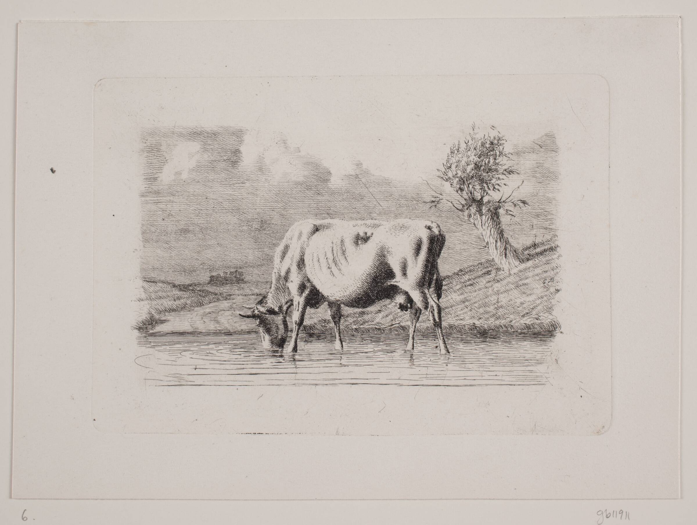 En drikkende ko, Carl Frederik Bartsch, 1851