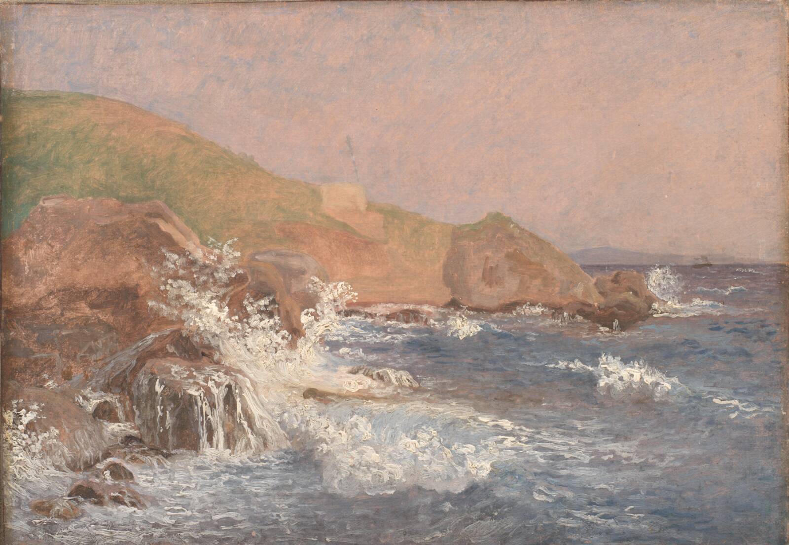 Klipper og oprørt sø. Capri, Christen Købke, 1839
