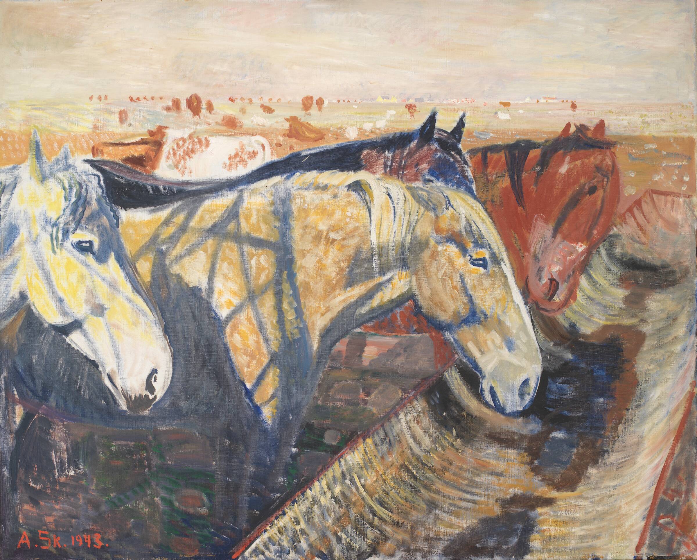 Heste i solskin, Axel Skjelborg, 1943