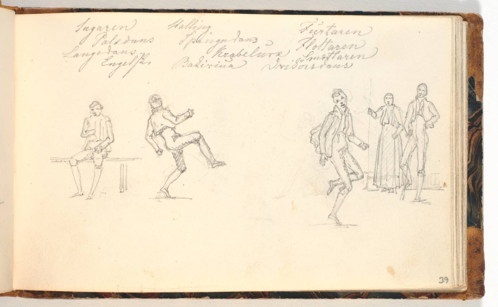 Figurstudier af dansende, Martinus Rørbye, 1832