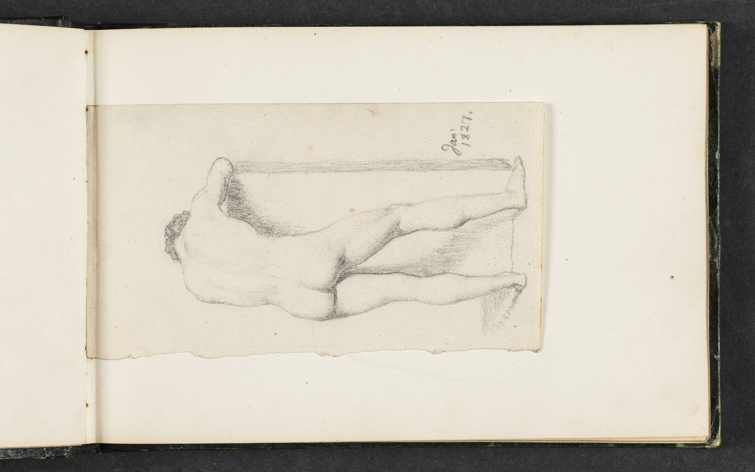 Stående, nøgen, mandlig model set bagfra, Erling Eckersberg, 1827