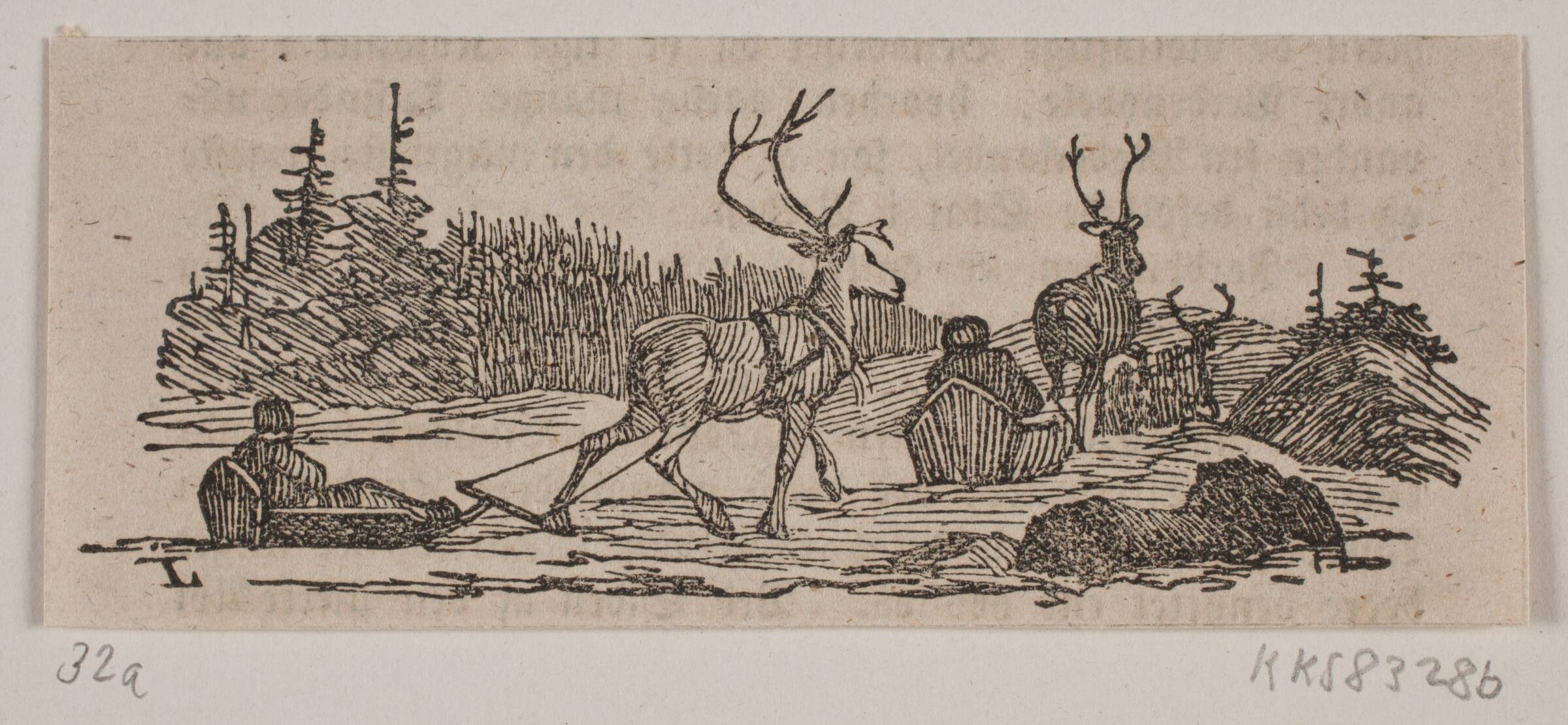Slædekørsel med rensdyr, H.C. Henneberg, 1842