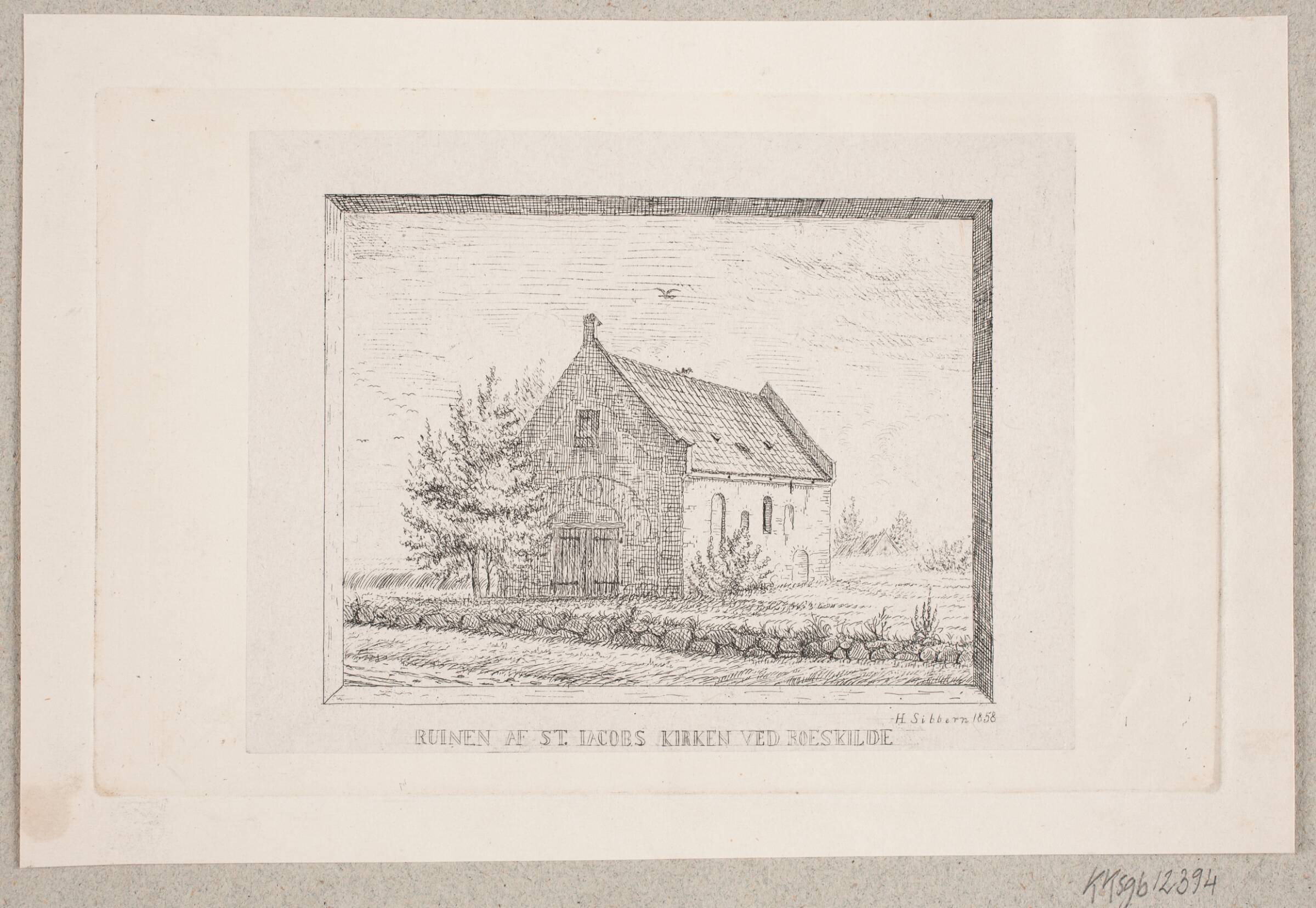 Ruinen af St. Ibs Kirke ved Roskilde, Henrik Steffens Sibbern, 1858