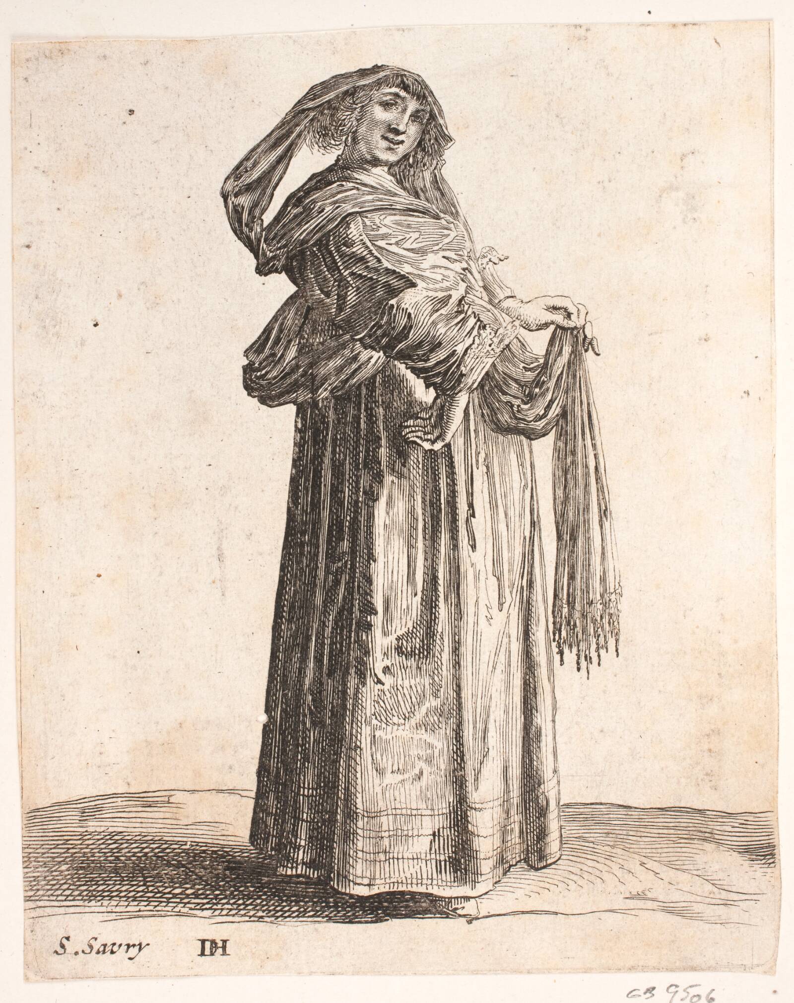 Stående kvinde, vendt mod venstre, Salomon Savery, 1594-1678