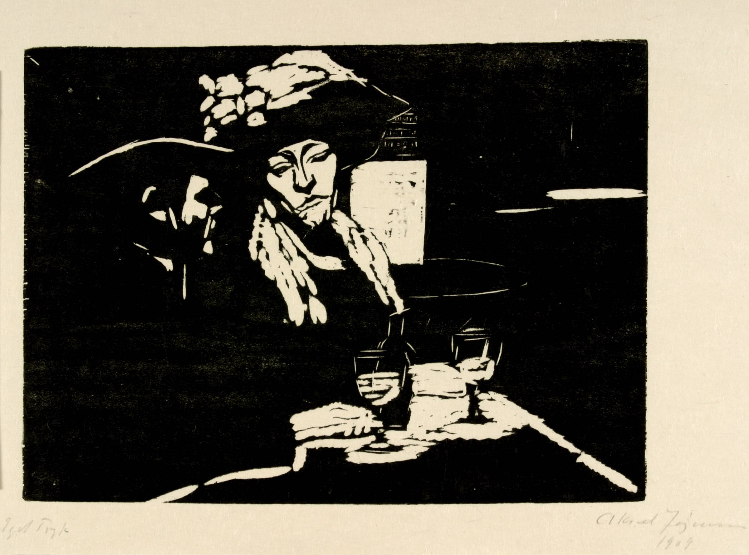 På café, Aksel Jørgensen, 1909