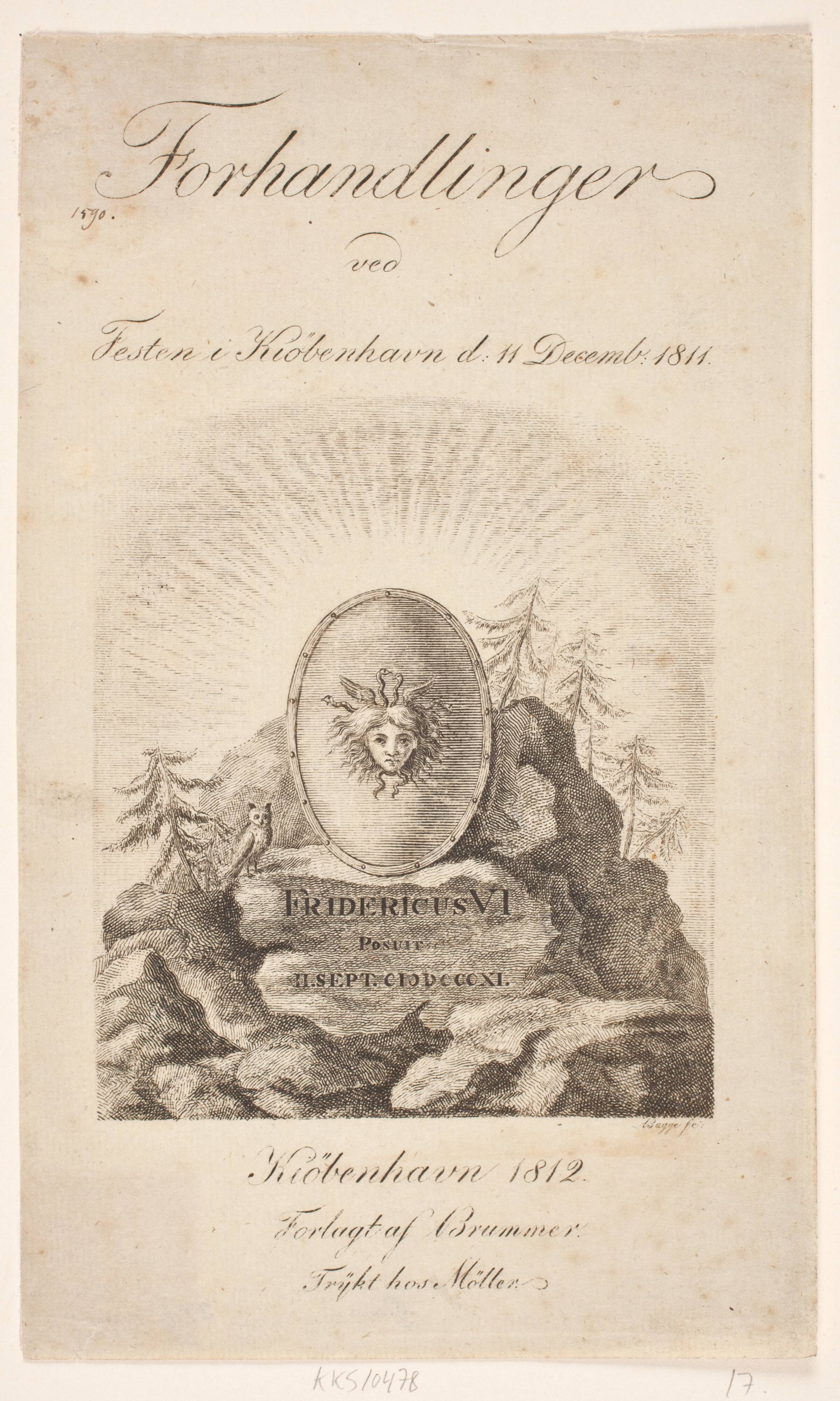 Titelblad til "Forhandlinger ved festen i København 11. dec. 1811", Oluf Olufsen Bagge, 1812