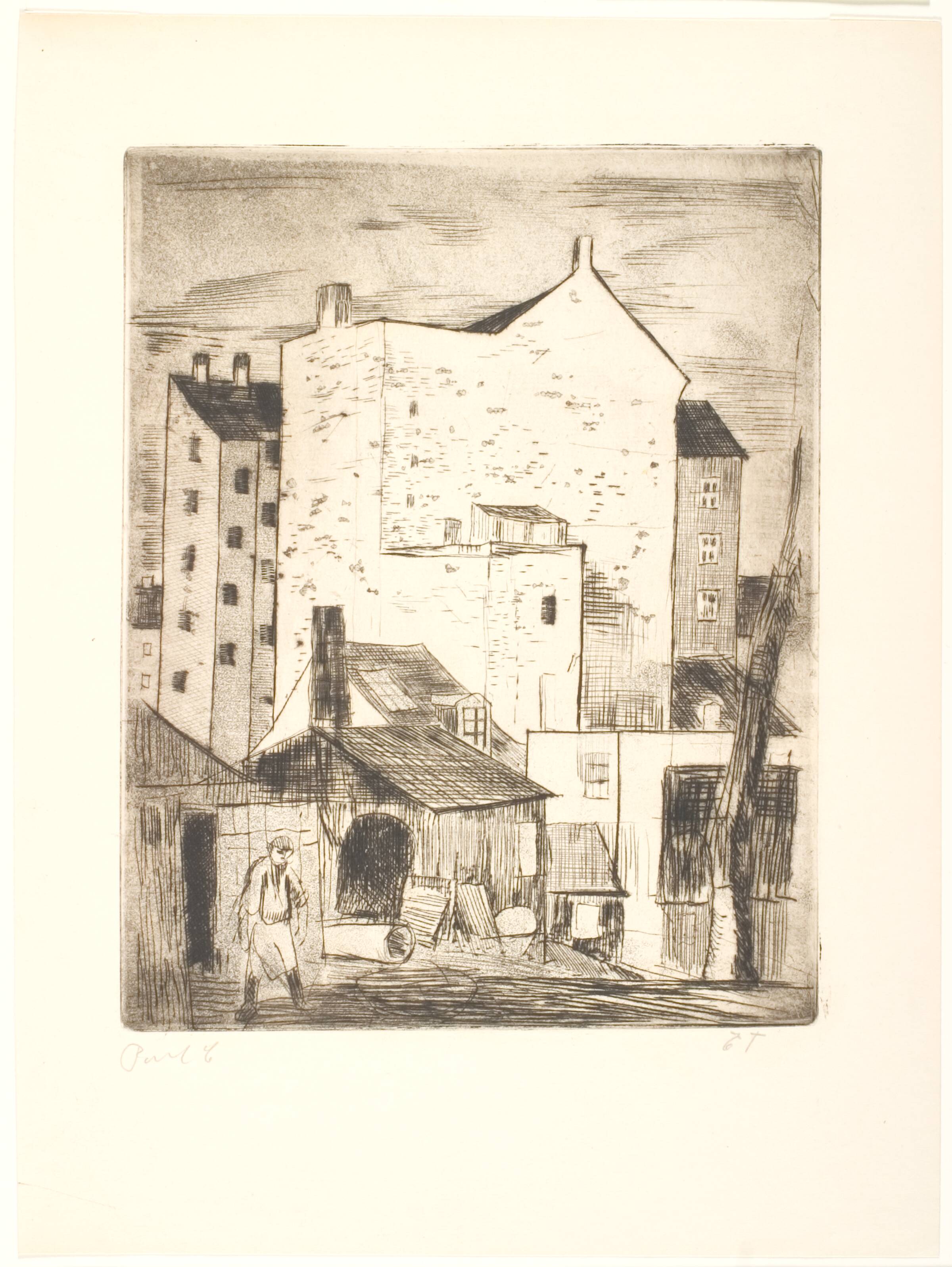 Motiv fra baggård, Povl Christensen, 1930-1939