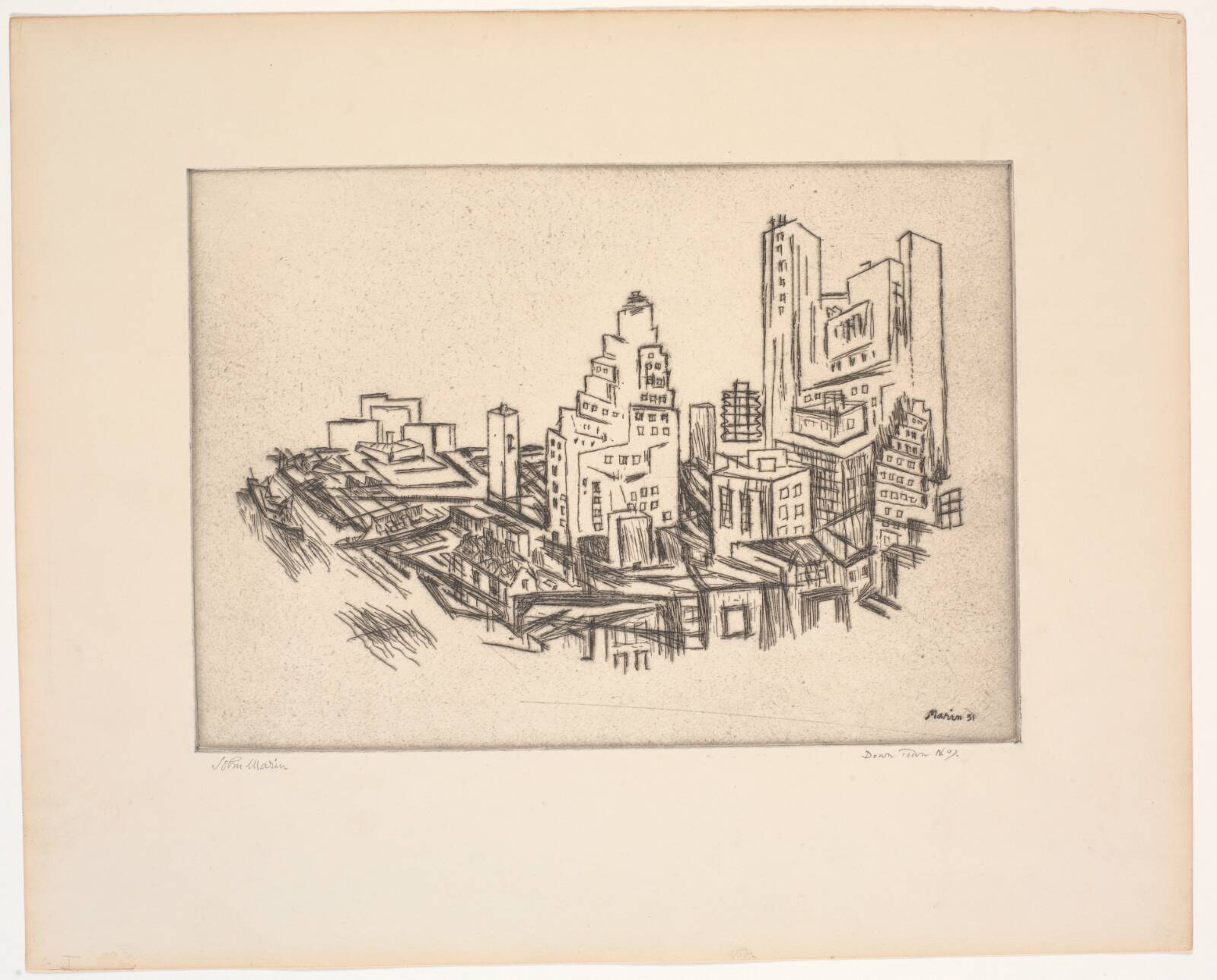 Lower Manhattan from the Bridge, John Marin, 1931