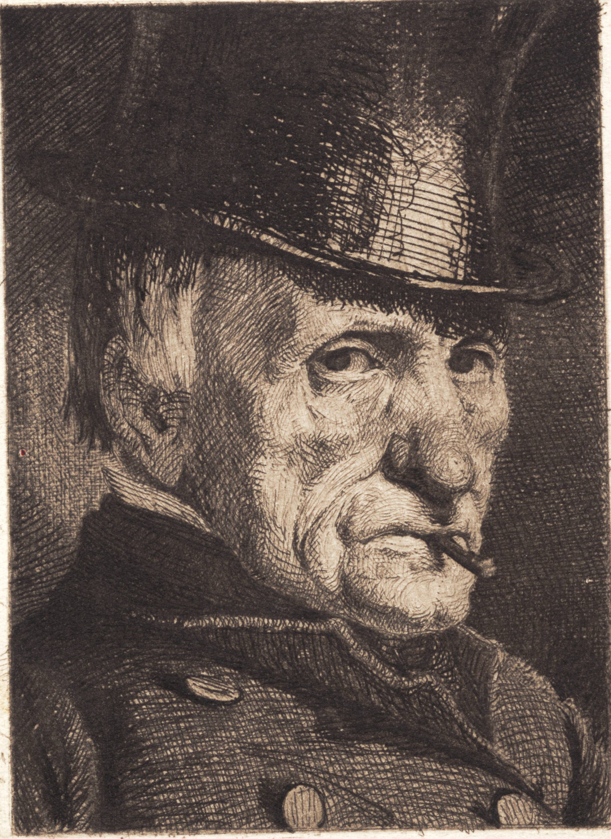 Mand med hat og cigar, Frans Schwartz, 1881