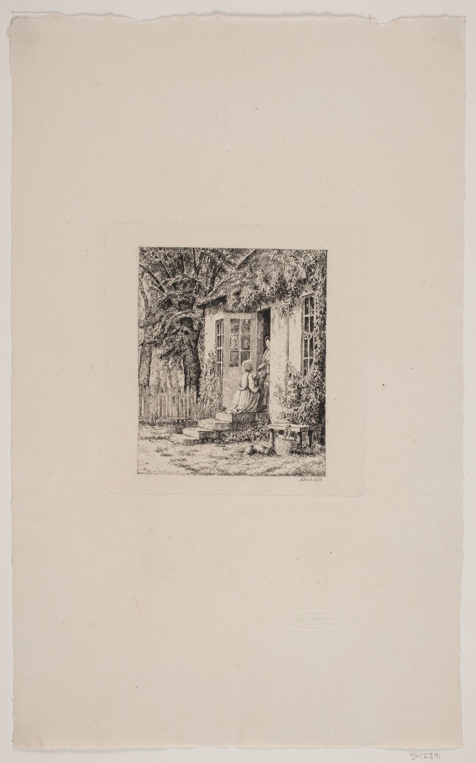 Fiskerkonen ved landstedet, Andreas Juuel, 1850