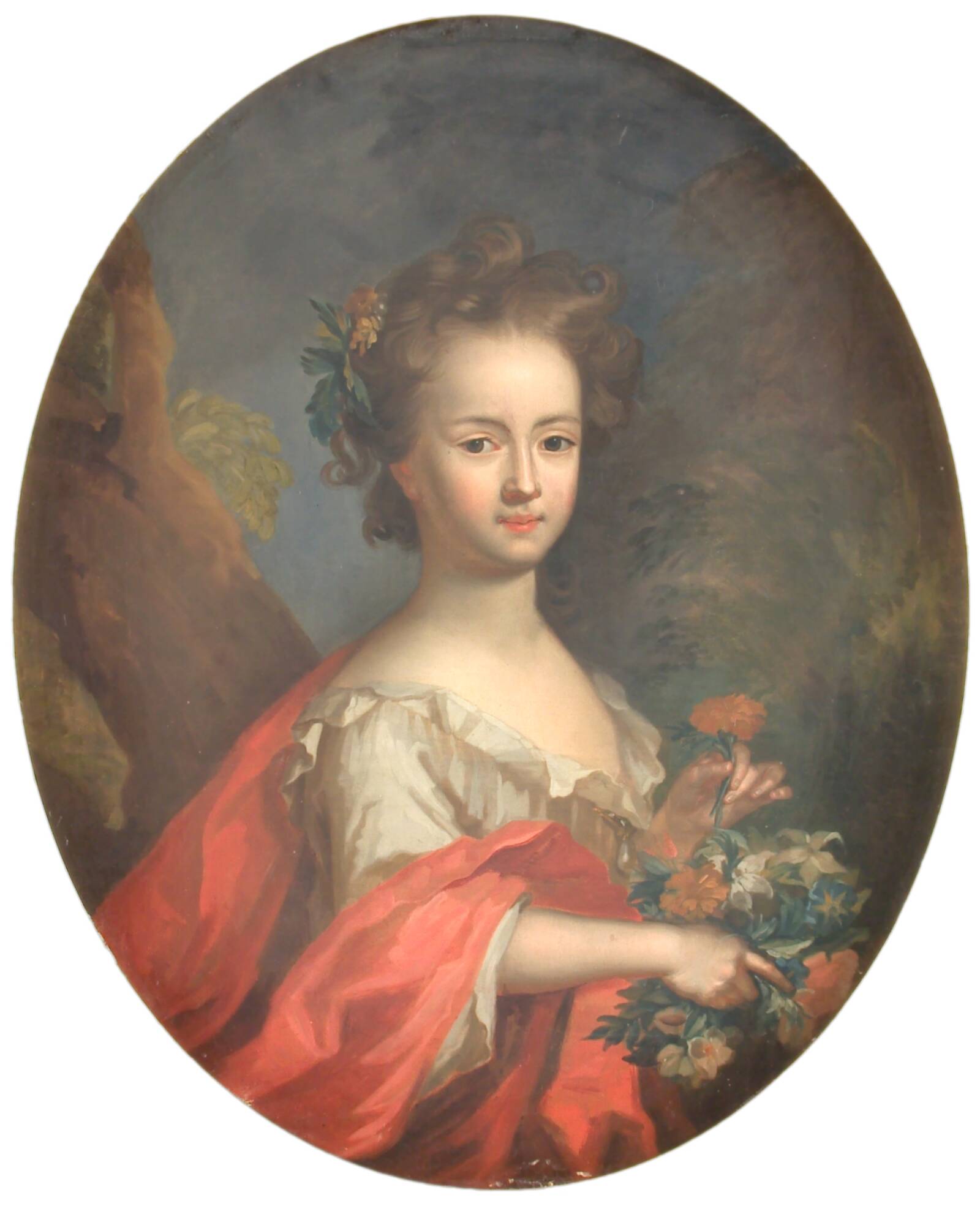 Et barn med blomster, Ubekendt, 1700-1800