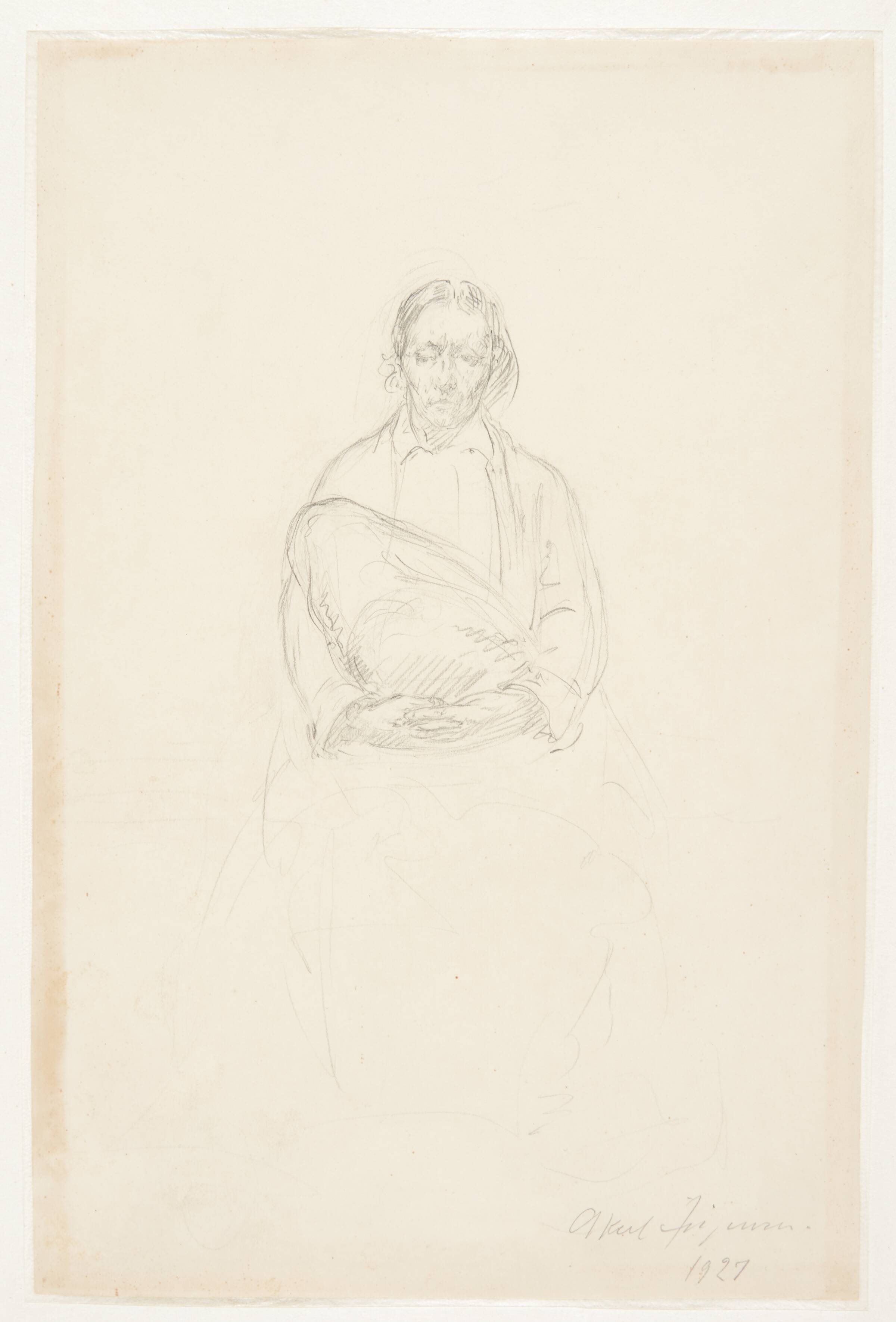 Siddende kvinde (skuespilleren Randi Michelsen?), Aksel Jørgensen, 1927