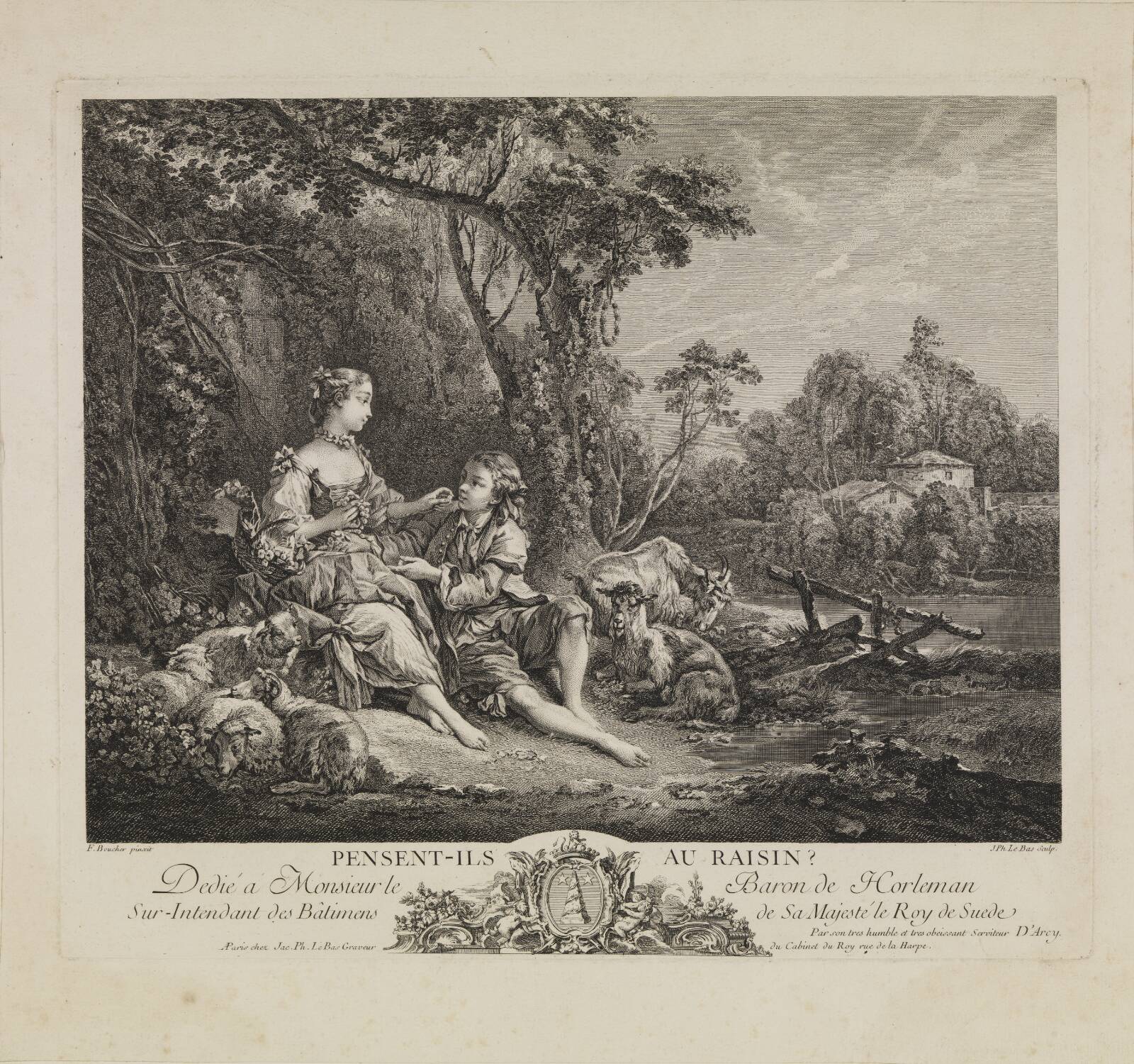 Tænker de på druen?, Jacques Philippe Le Bas, 1747