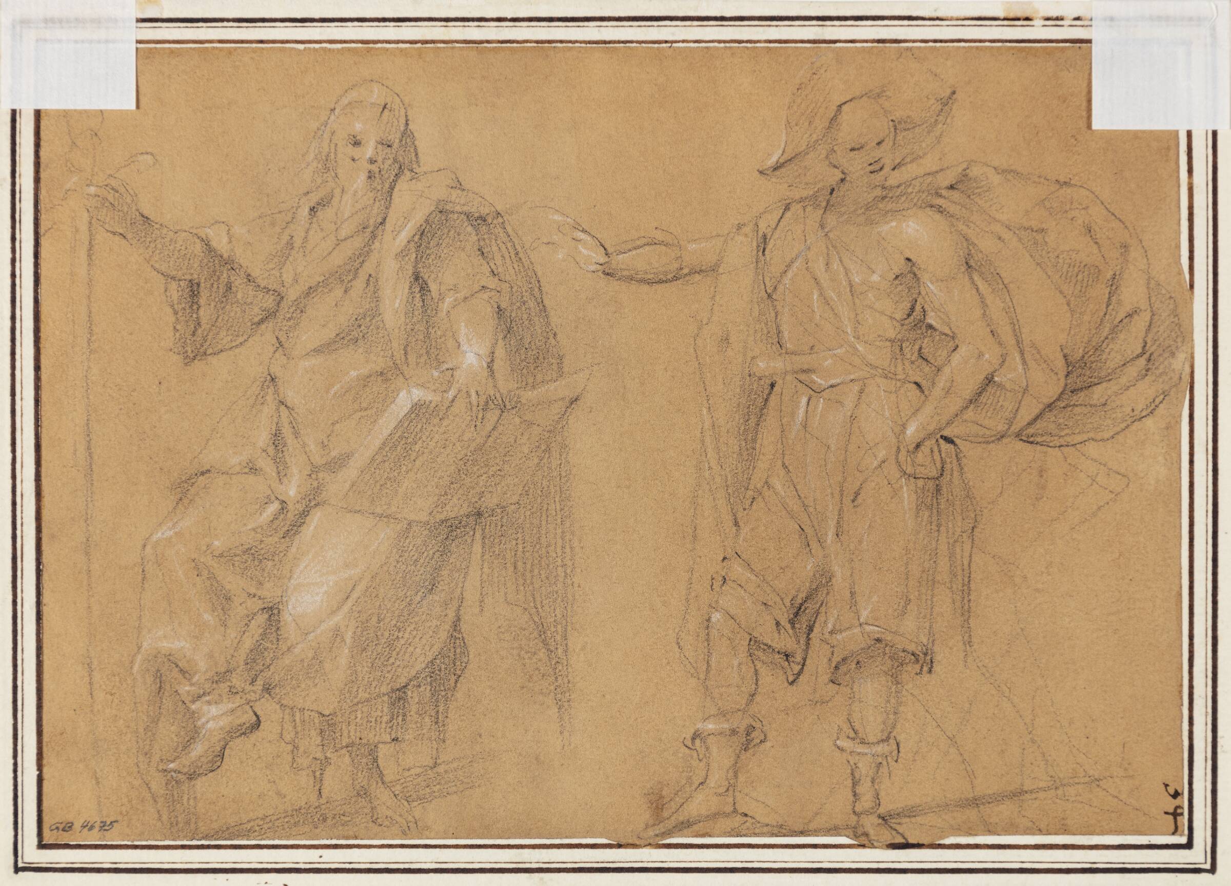 Siddende Skt. Paulus og stående mand med flagrende kappe, Filippo Paladini, 1544-1615