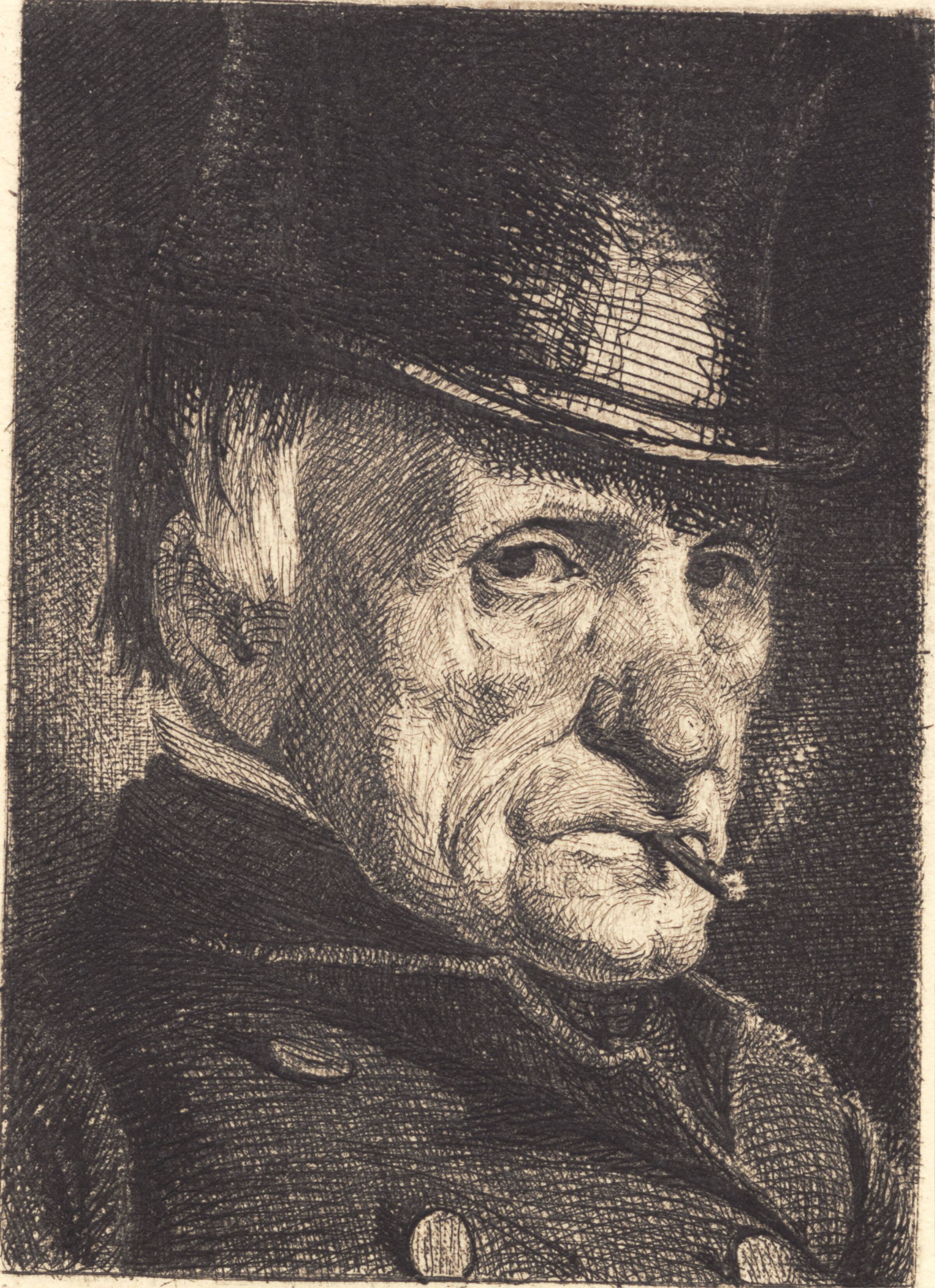 Mand med hat og cigar, Frans Schwartz, 1881