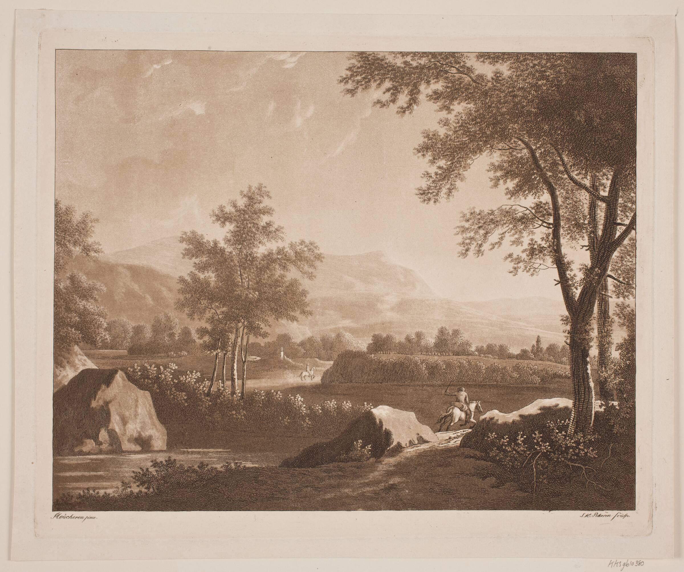 Landskab med en rytter, Søren Henrik Petersen, 1823-1827