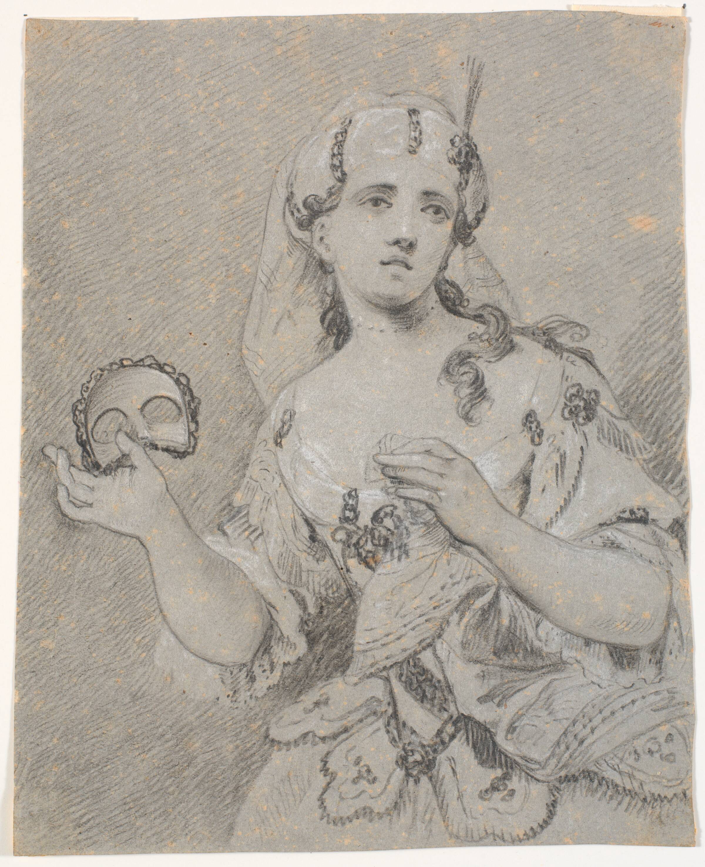 Ung dame i tyrkisk kostume med halvmaske i hånden, C.A. Lorentzen, 1746-1828
