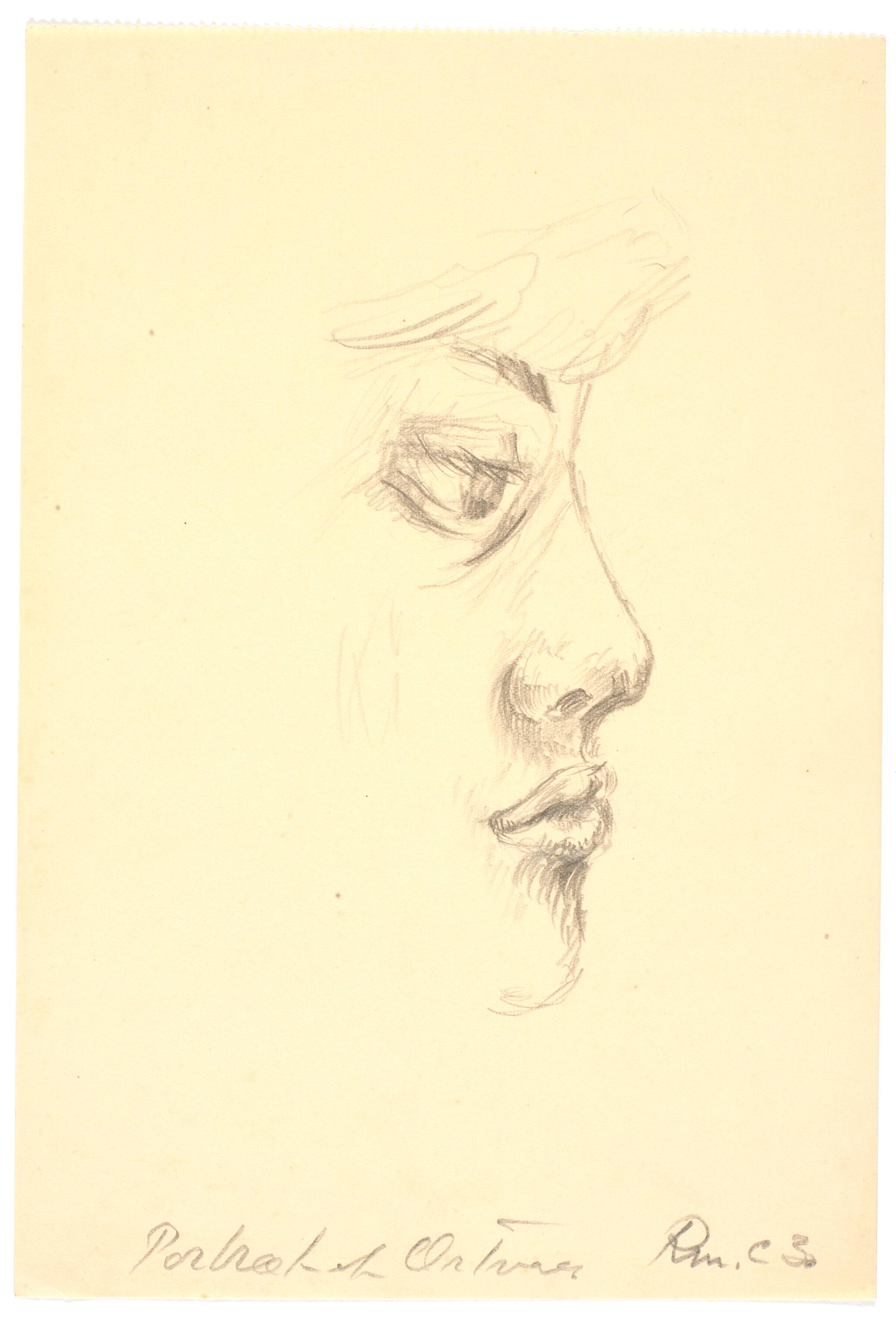 Portræt af kunstnerens fætter, den senere maler Erik Ortvad, i profil mod h., Richard Mortensen, 1929-1931