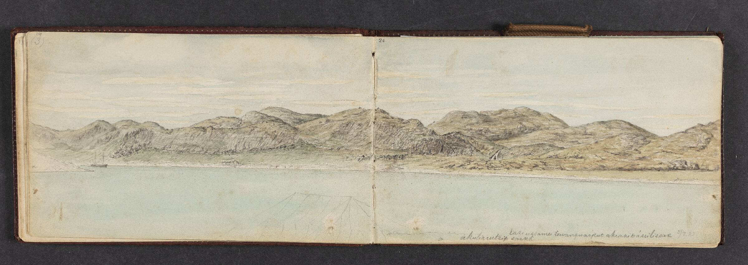Kystlinje med fjeldlandskab, Lars Møller, 1883