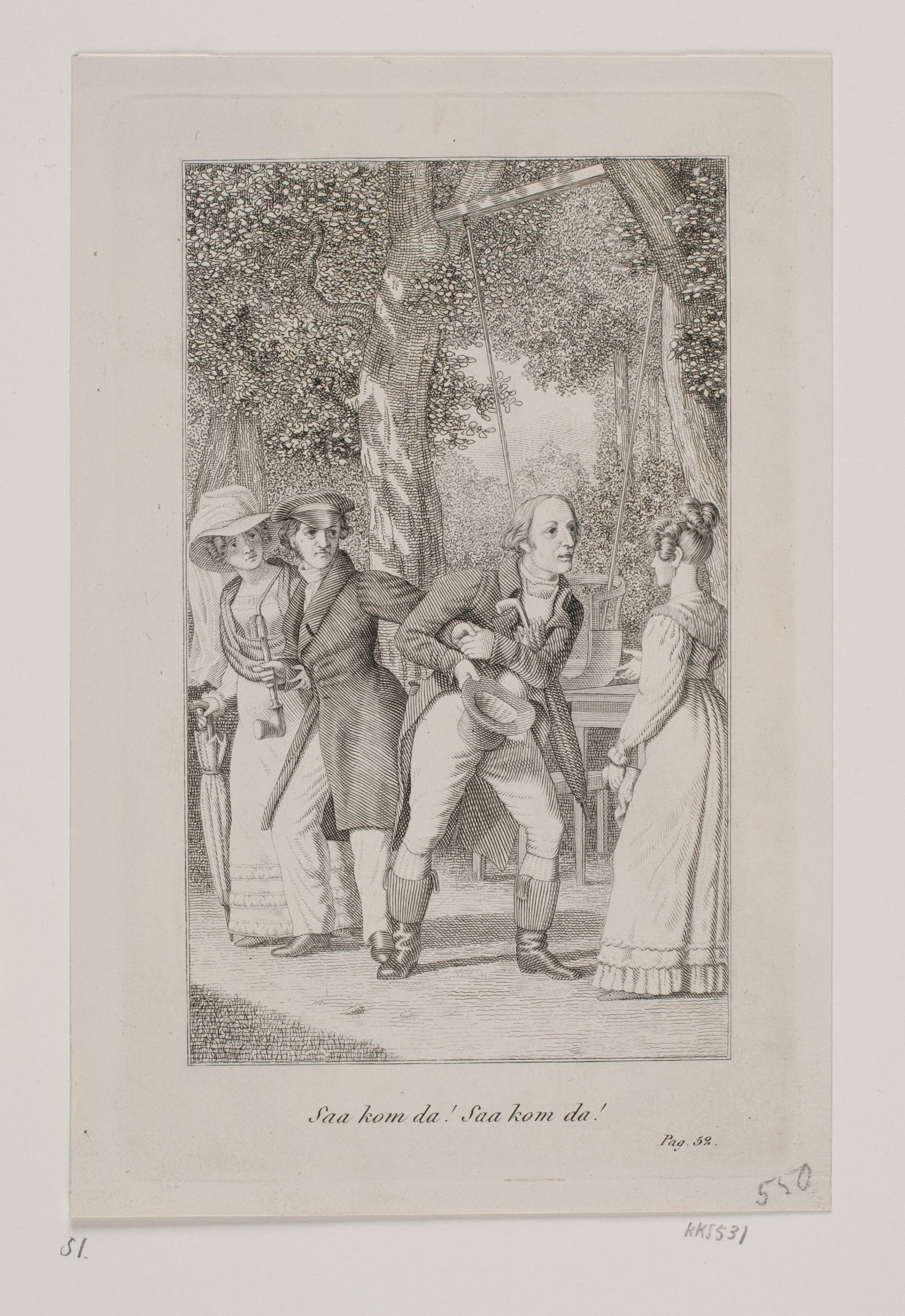Scene af Heibergs "De uadskillelige", Erling Eckersberg, 1808-1889