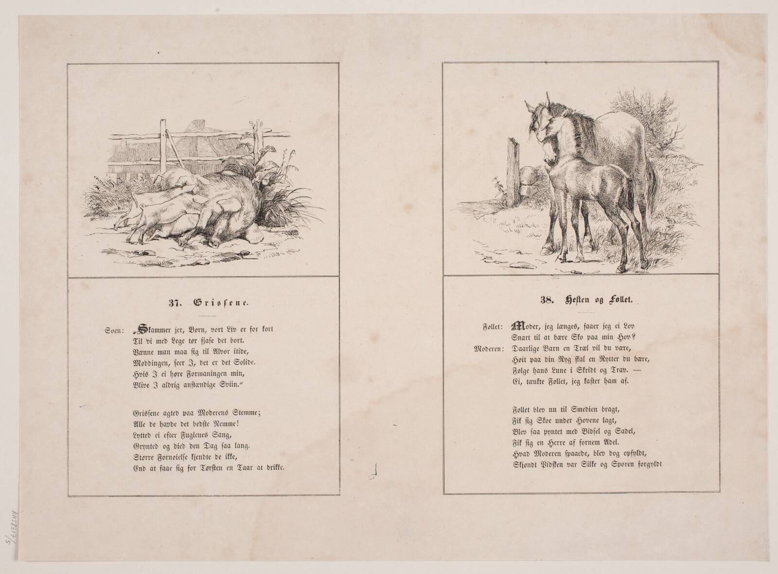 Grissene; Hesten og føllet, Adolph Kittendorff, 1845