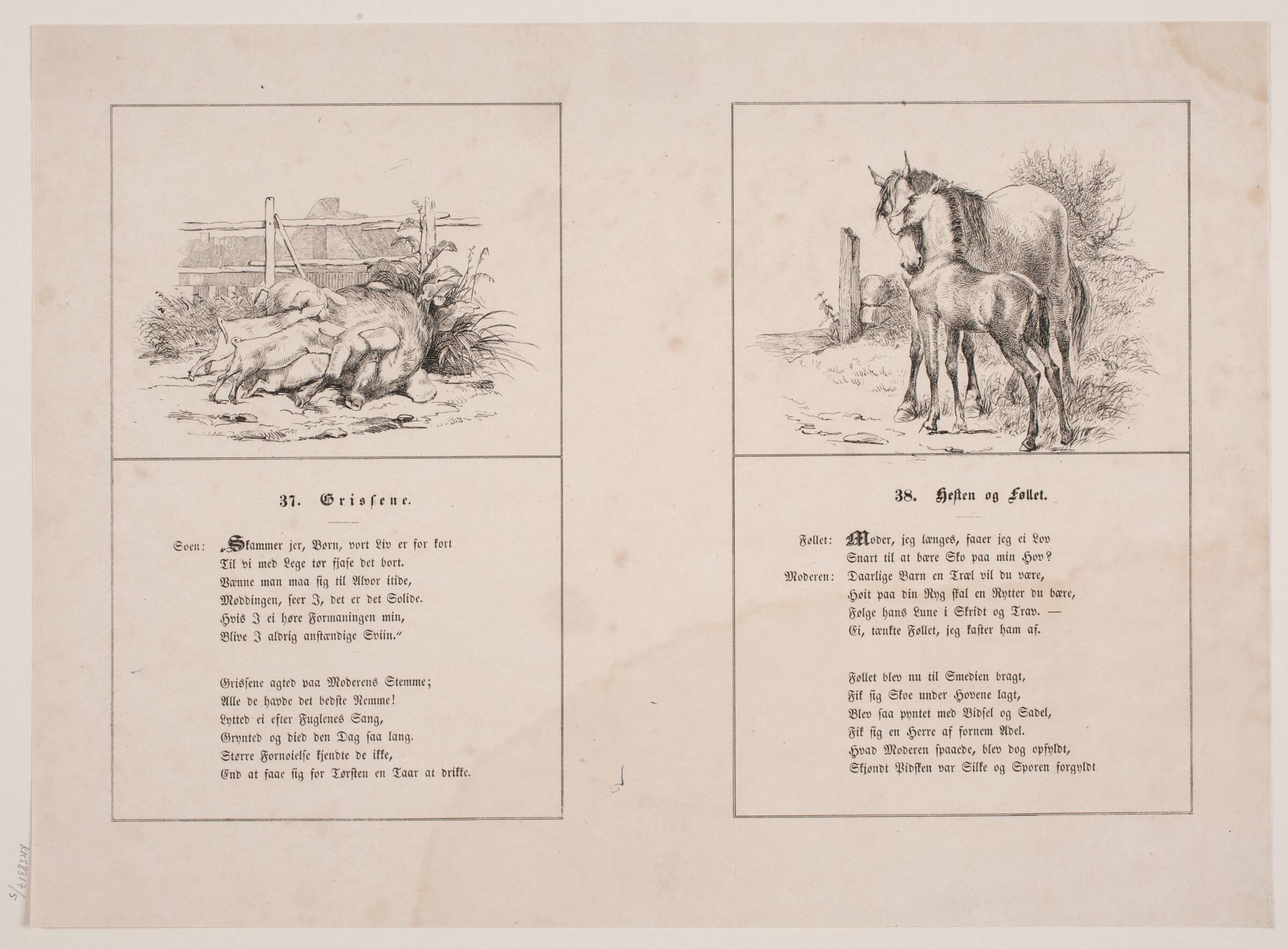 Grissene; Hesten og føllet, Adolph Kittendorff, 1845